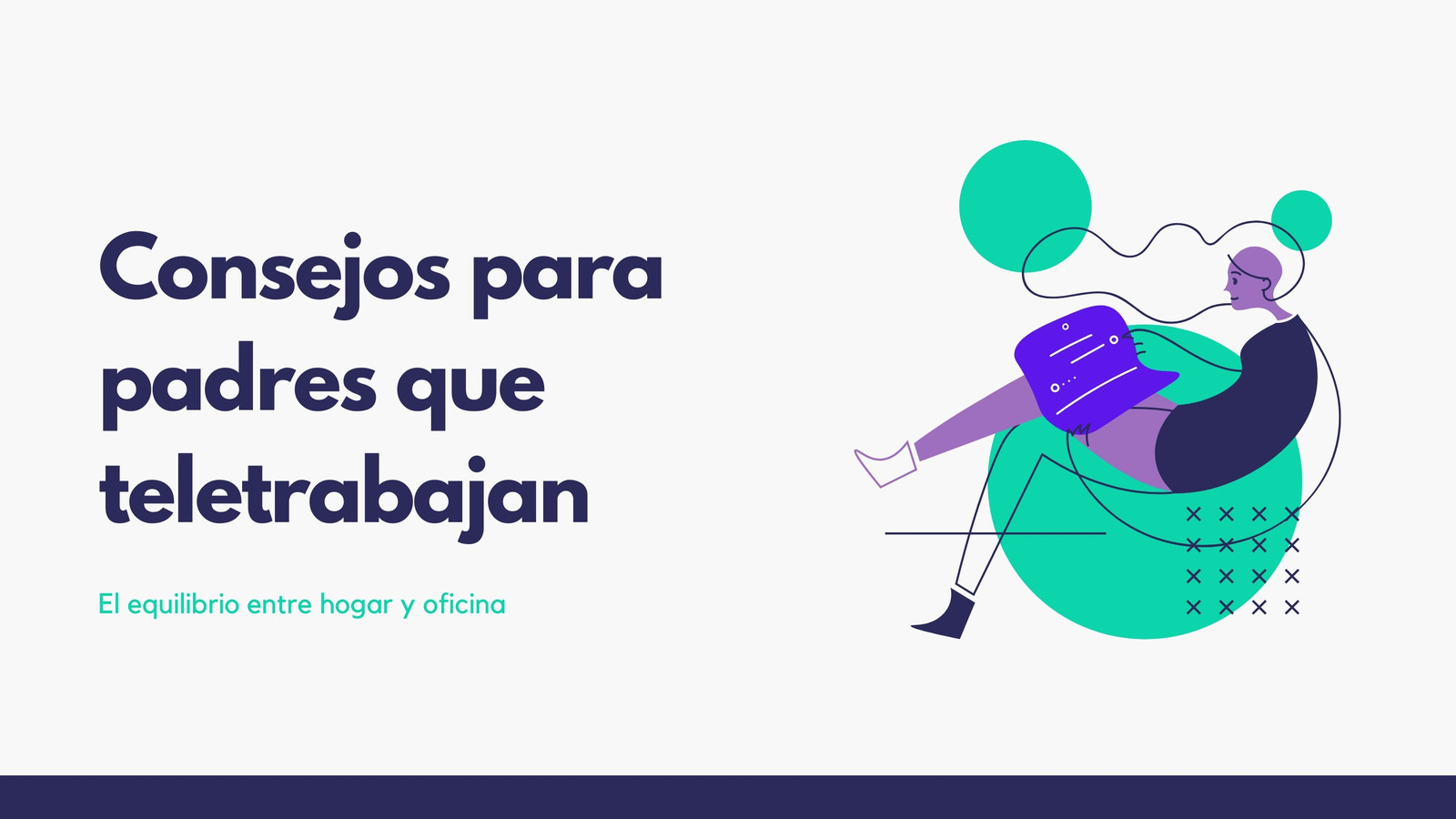 Presentación Sencilla Verde y Violeta Ilustración Persona Trabajar desde Casa Presentación Sencilla Verde y Violeta Ilustración Persona Trabajar desde Casa