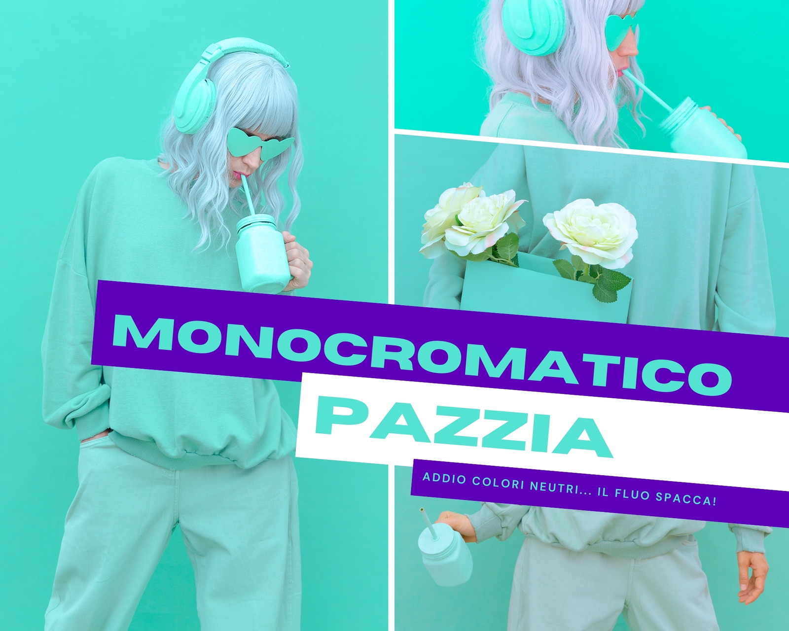 Verde e Viola Tipografico Moda Collage di Foto Animato Verde e Viola Tipografico Moda Collage di Foto Animato