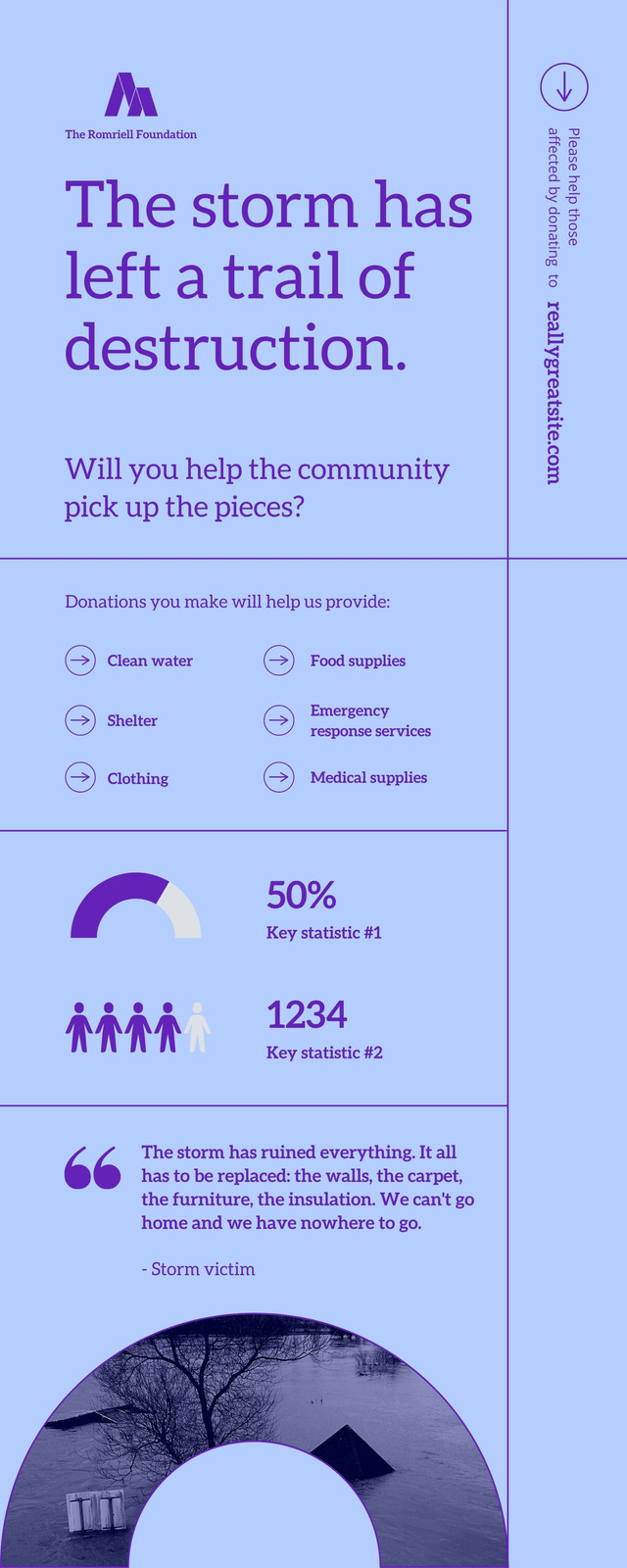 Blue and Purple Monotone Minimalist Storm Crisis Hub Infographic