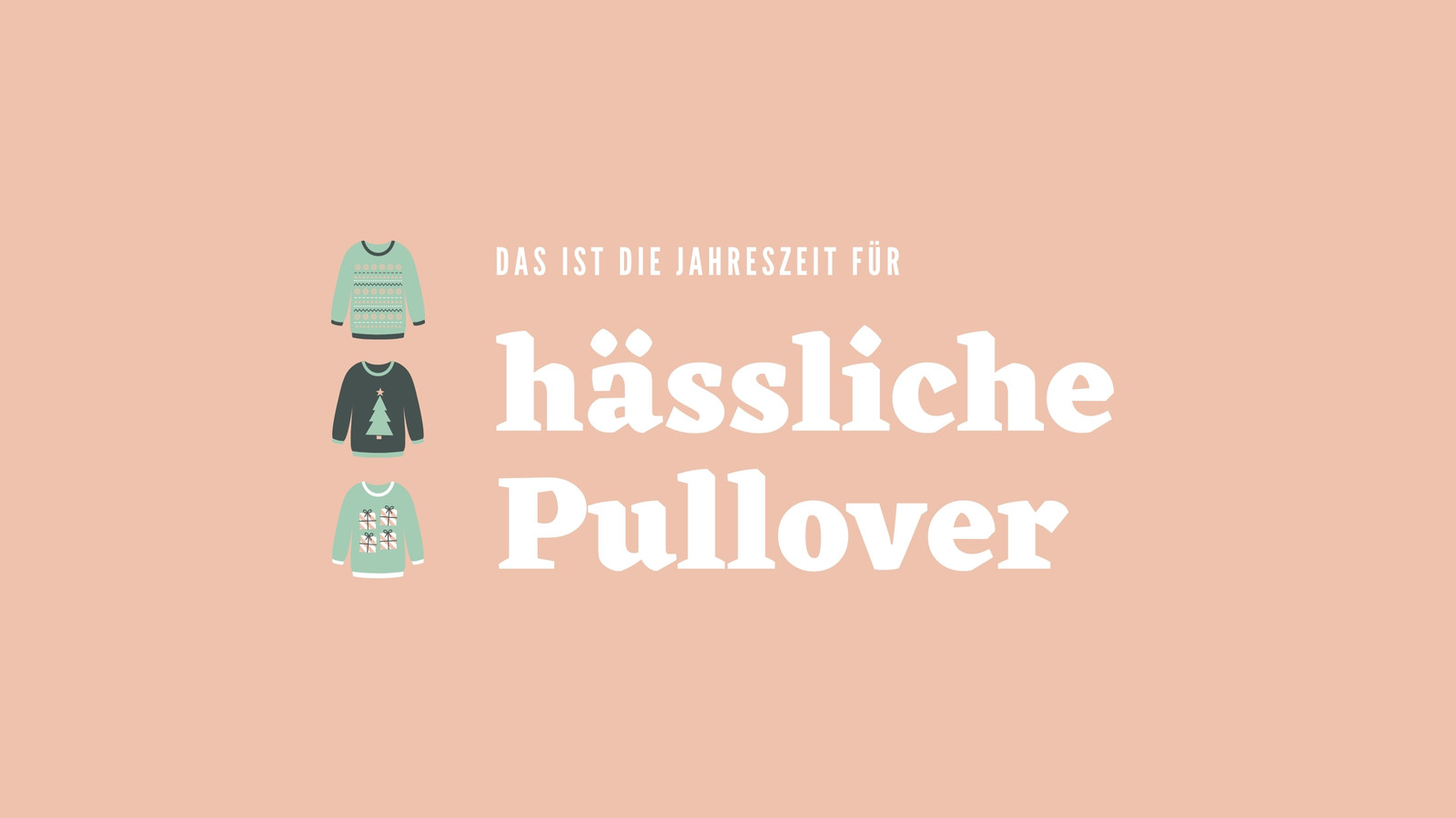 Pfirsichfarben Pullover Typografisch Lustig Feiertage Grüße Desktop-Hintergrundbild