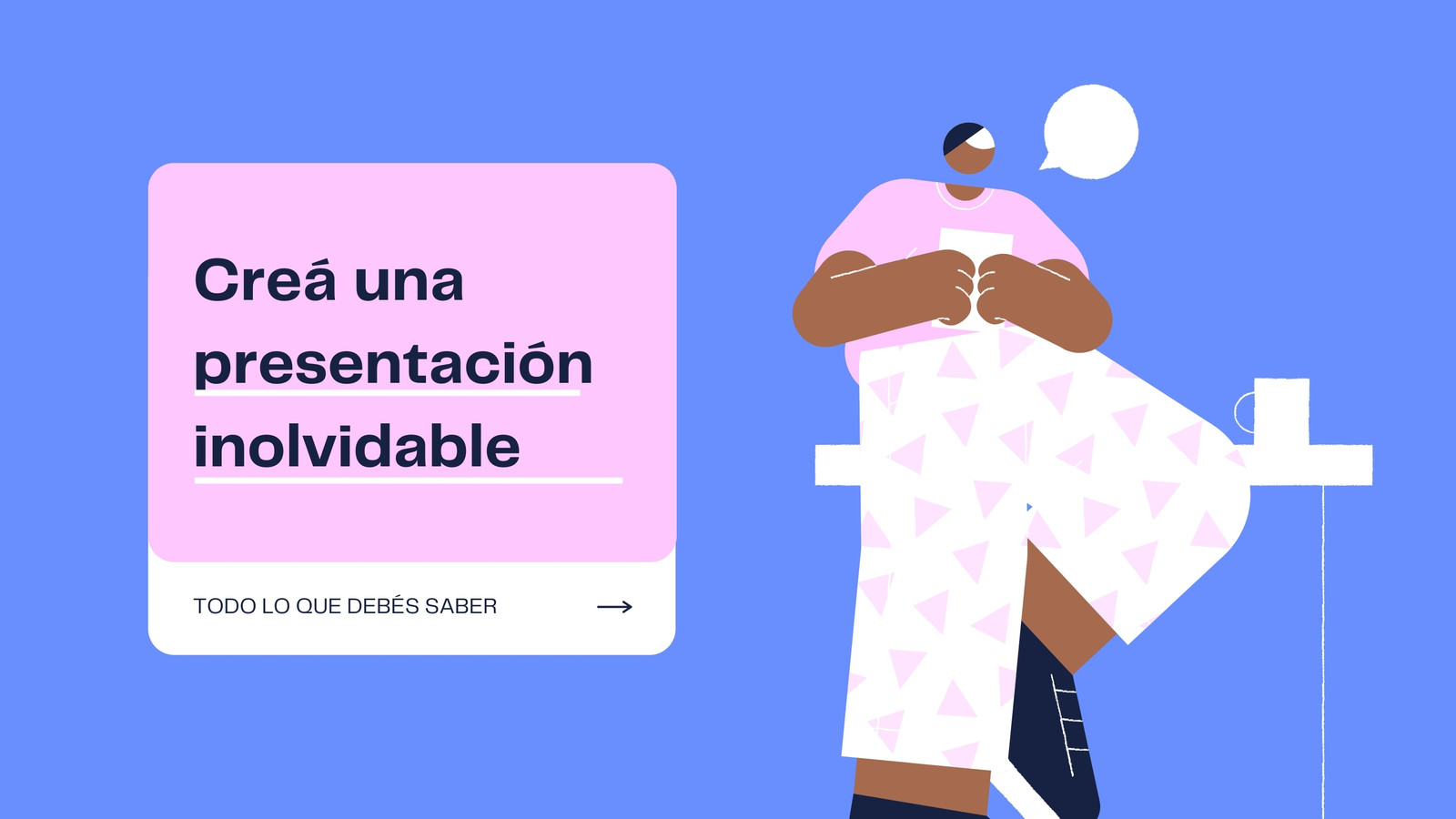 Rosa y Azul Moderno e Ilustrado Conferencia Instructiva Presentación