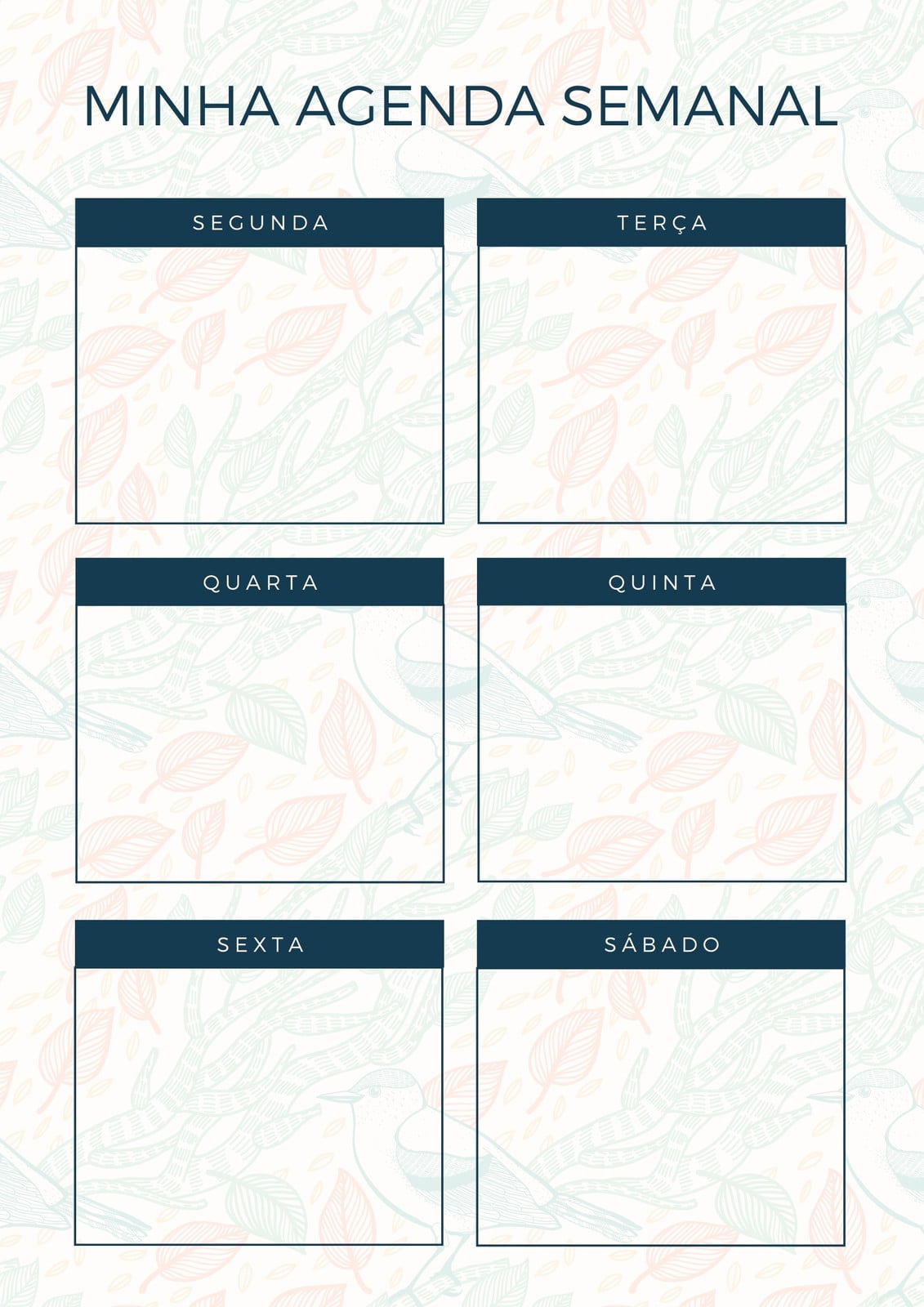 Planner semanal - Planejador, padronizado, azul e creme Planner semanal - Planejador, padronizado, azul e creme
