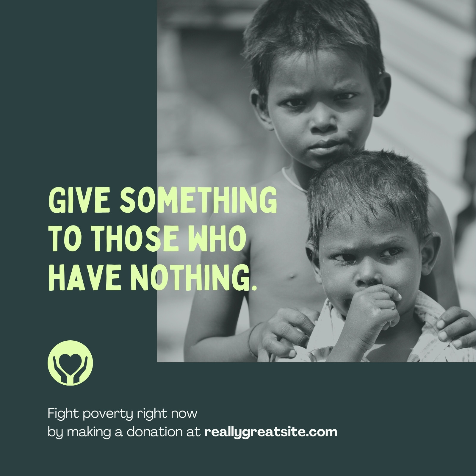 Green Strong and Bold Famine/Poverty Crisis Hub Social Media Post