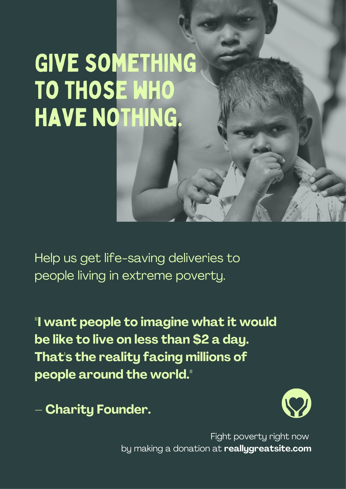 Green Strong and Bold Famine/Poverty Crisis Hub Poster