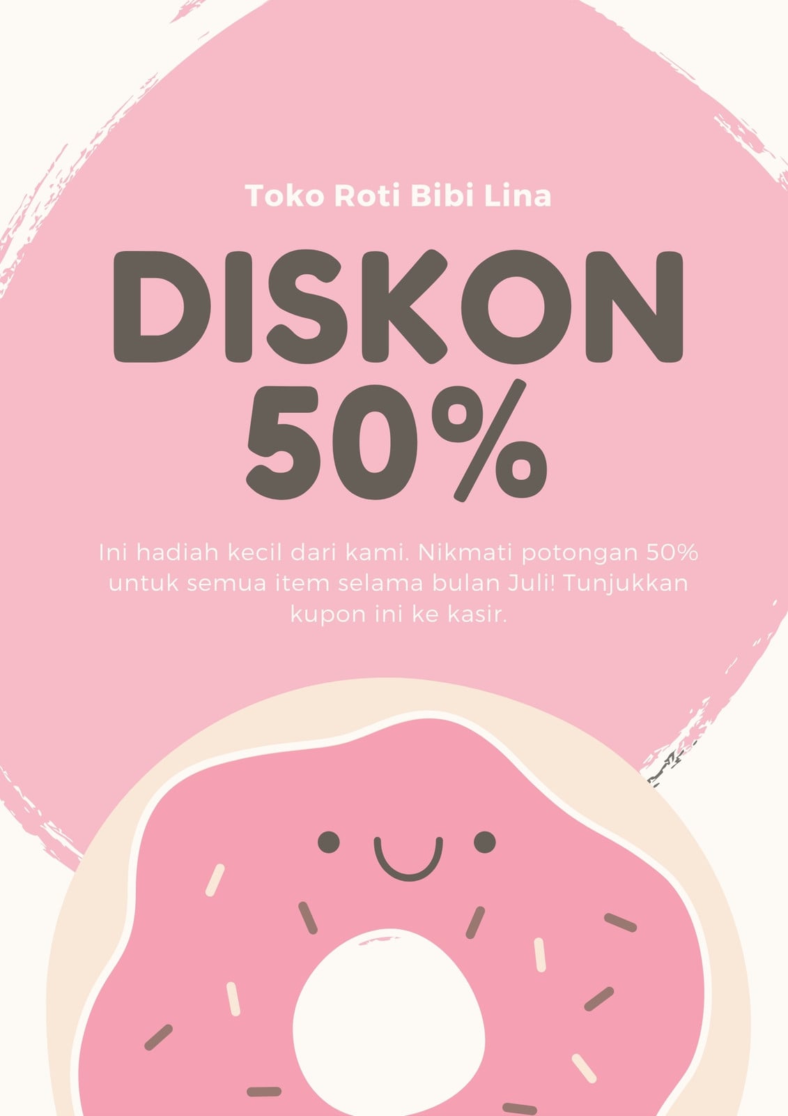 Kupon Ilustrasi Donat dengan Taburan Merah Muda Kupon Ilustrasi Donat dengan Taburan Merah Muda