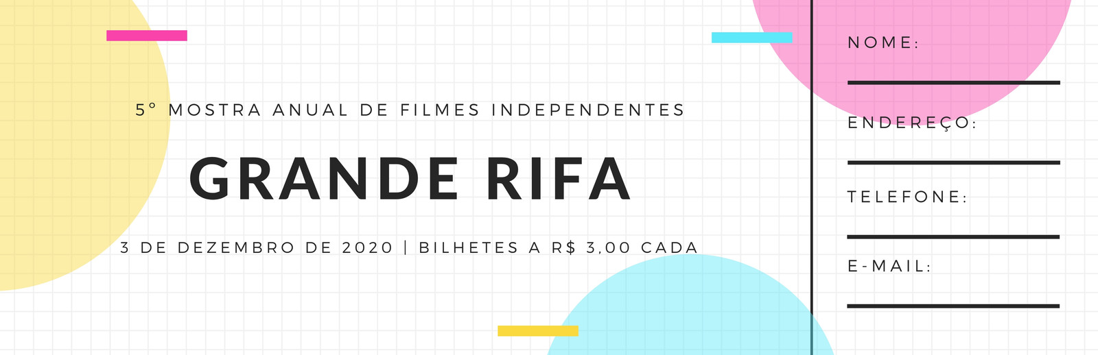 Branco Grade com Formas Abstratas Modernas Bilhete de Rifa