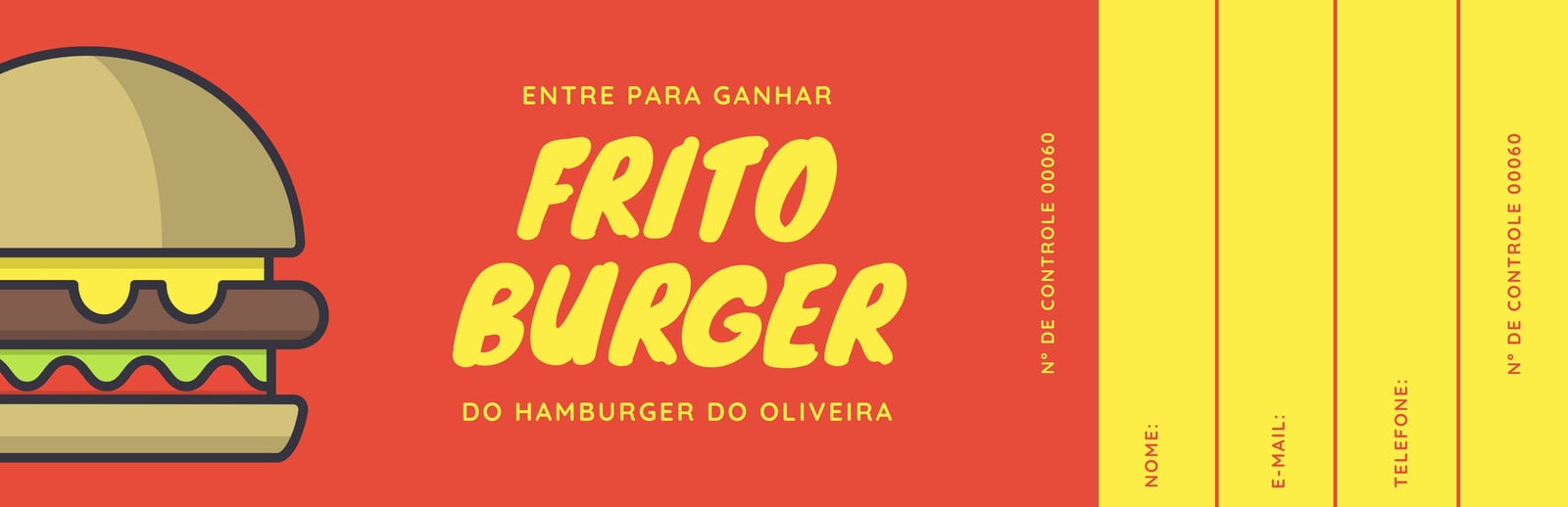 Vermelho e Amarelo Hamburguer Sorteiro Bilhete