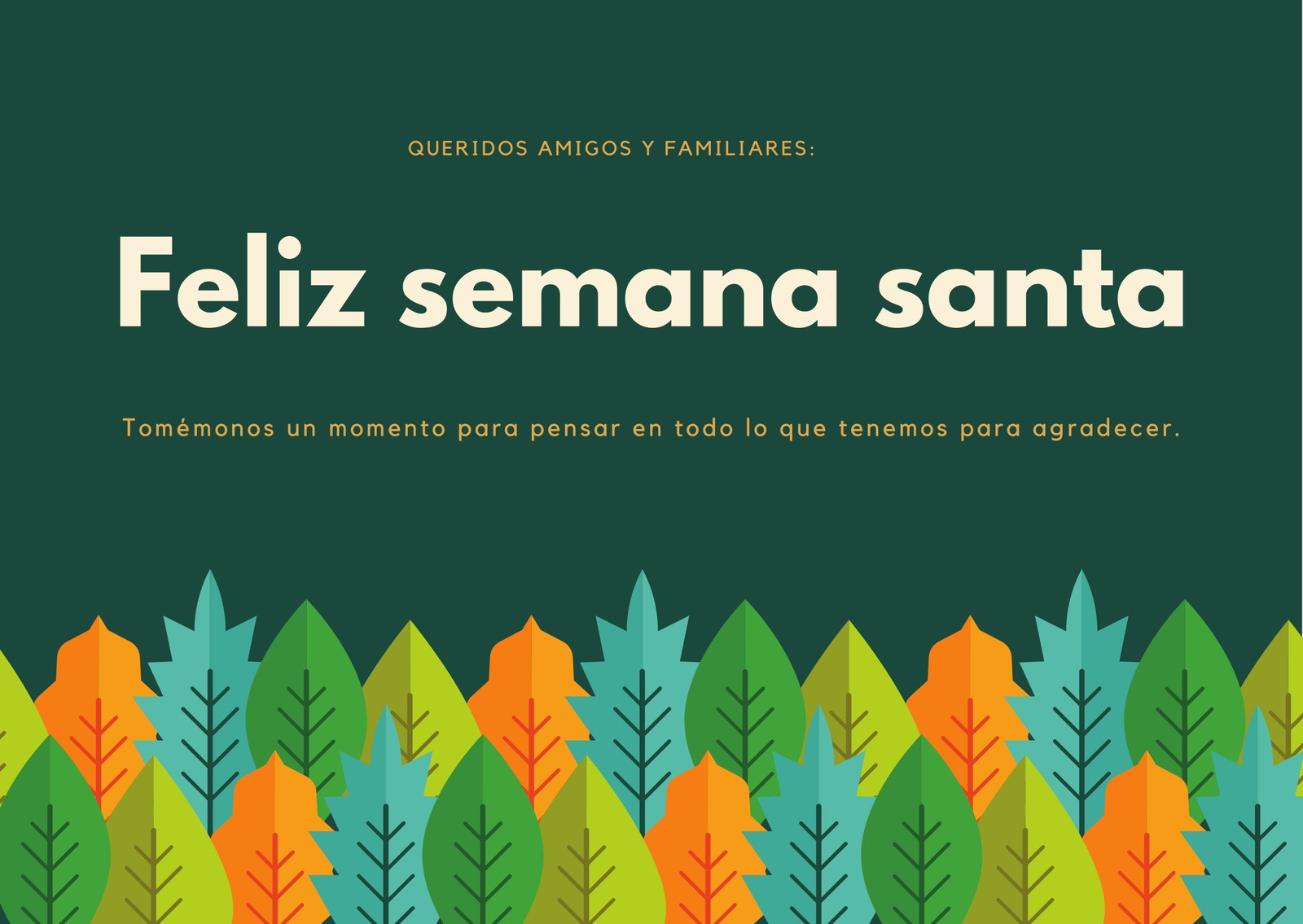 Verde Oscuro Hojas Felicitación por Semana Santa Tarjeta Verde Oscuro Hojas Felicitación por Semana Santa Tarjeta
