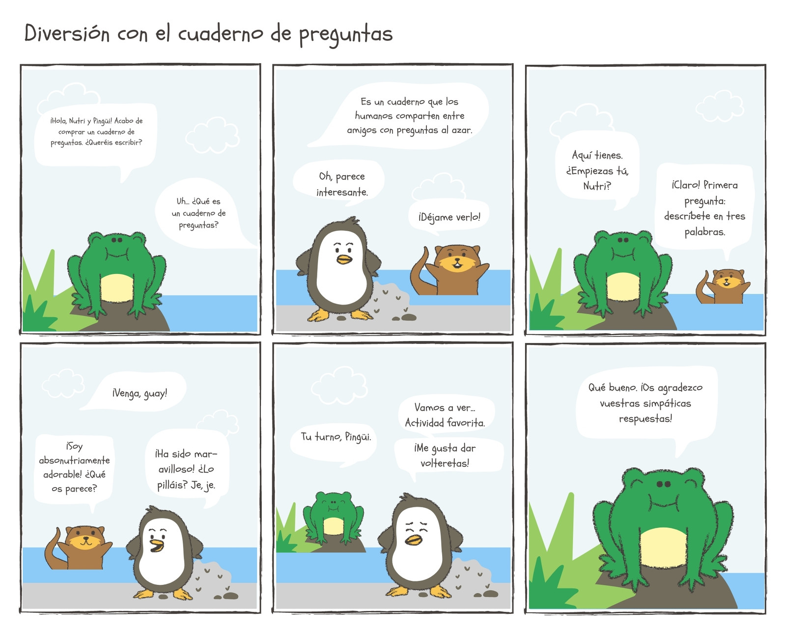 Tira Cómica con 6 Viñetas
Azul y Verde Animales Tira Cómica con 6 Viñetas
Azul y Verde Animales