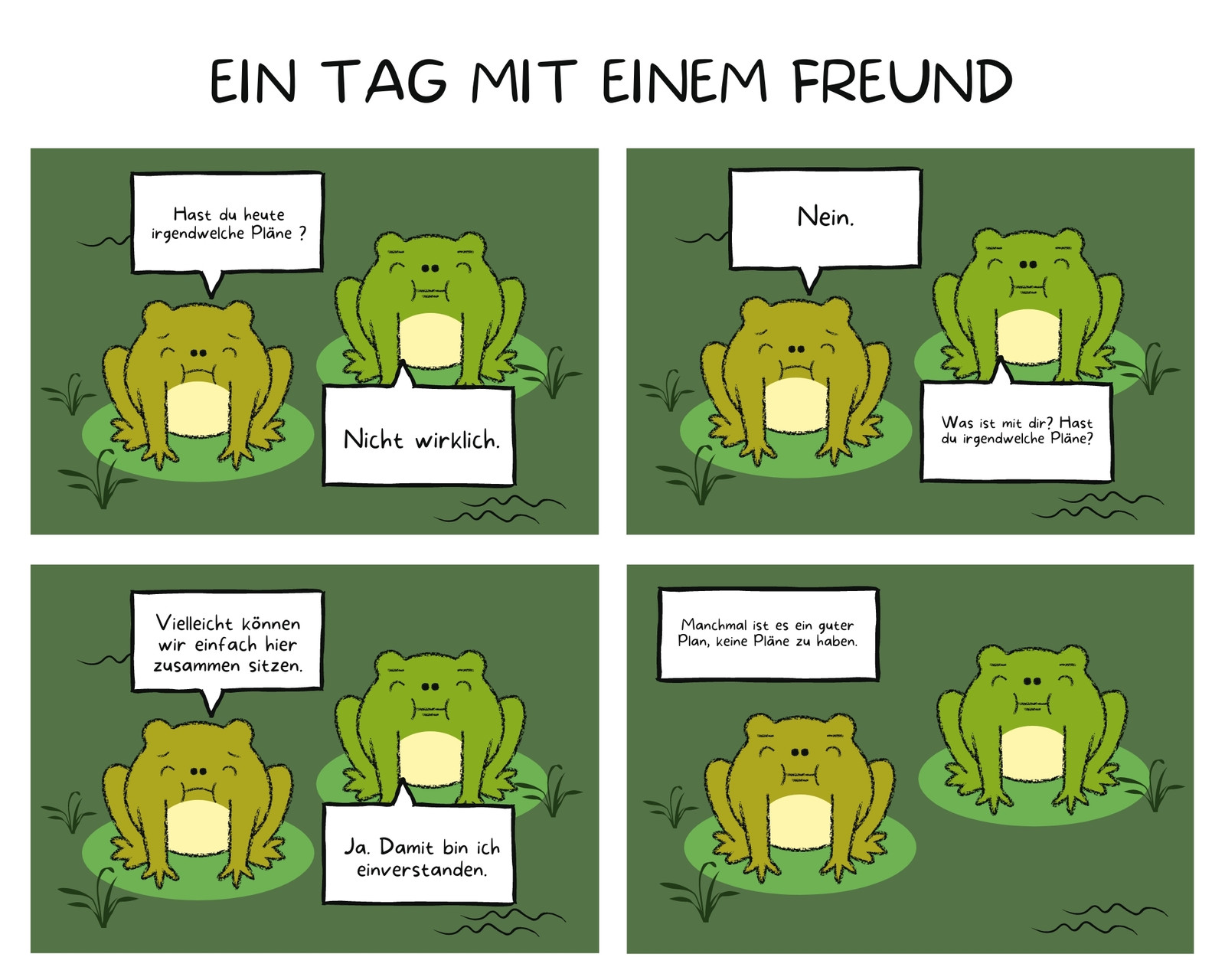 Grün Frösche Tier 4 Panel Comicstrip Grün Frösche Tier 4 Panel Comicstrip