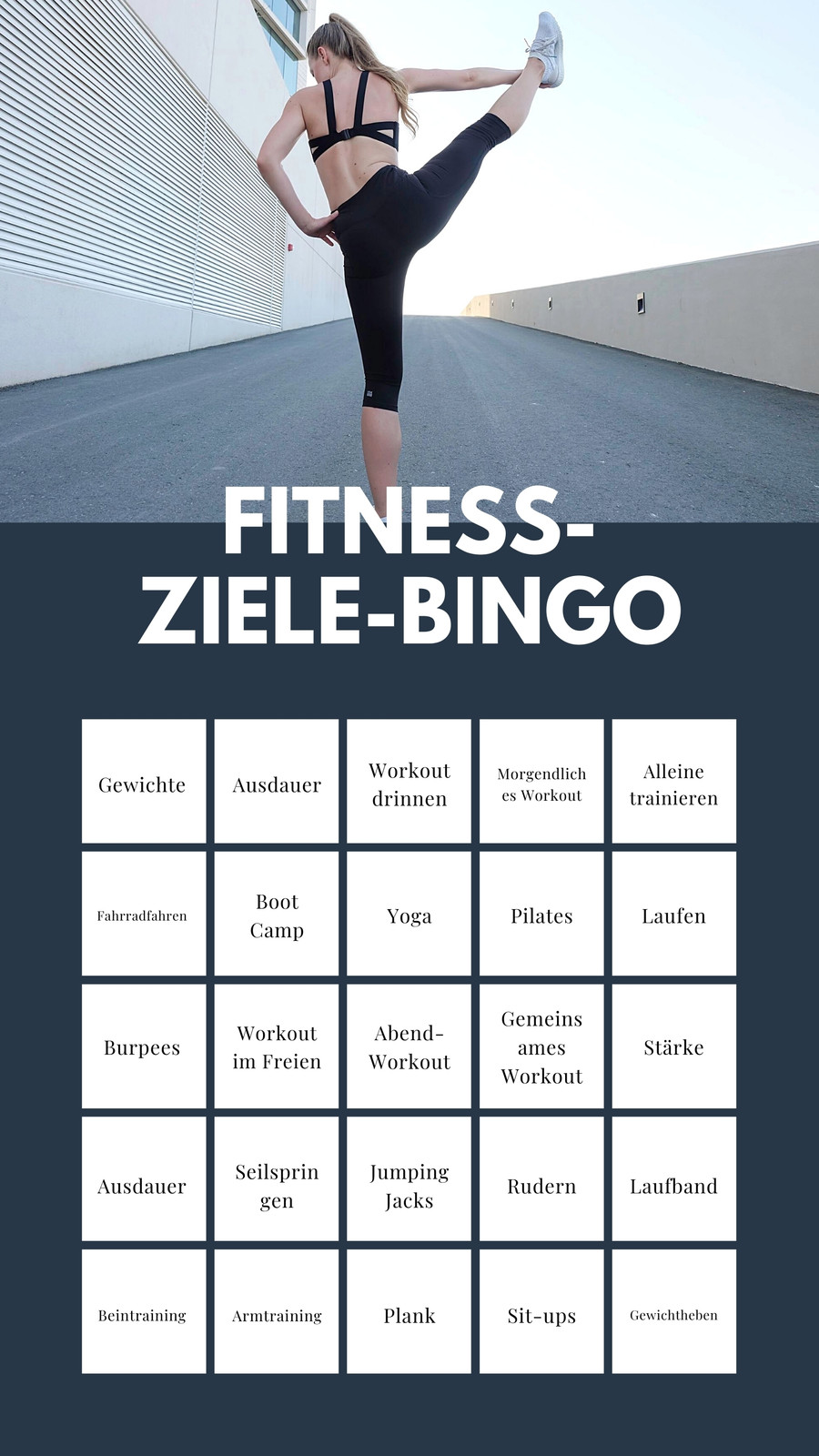 Grau Fitness Ziele Bingo Interaktive Instagram-Story Grau Fitness Ziele Bingo Interaktive Instagram-Story