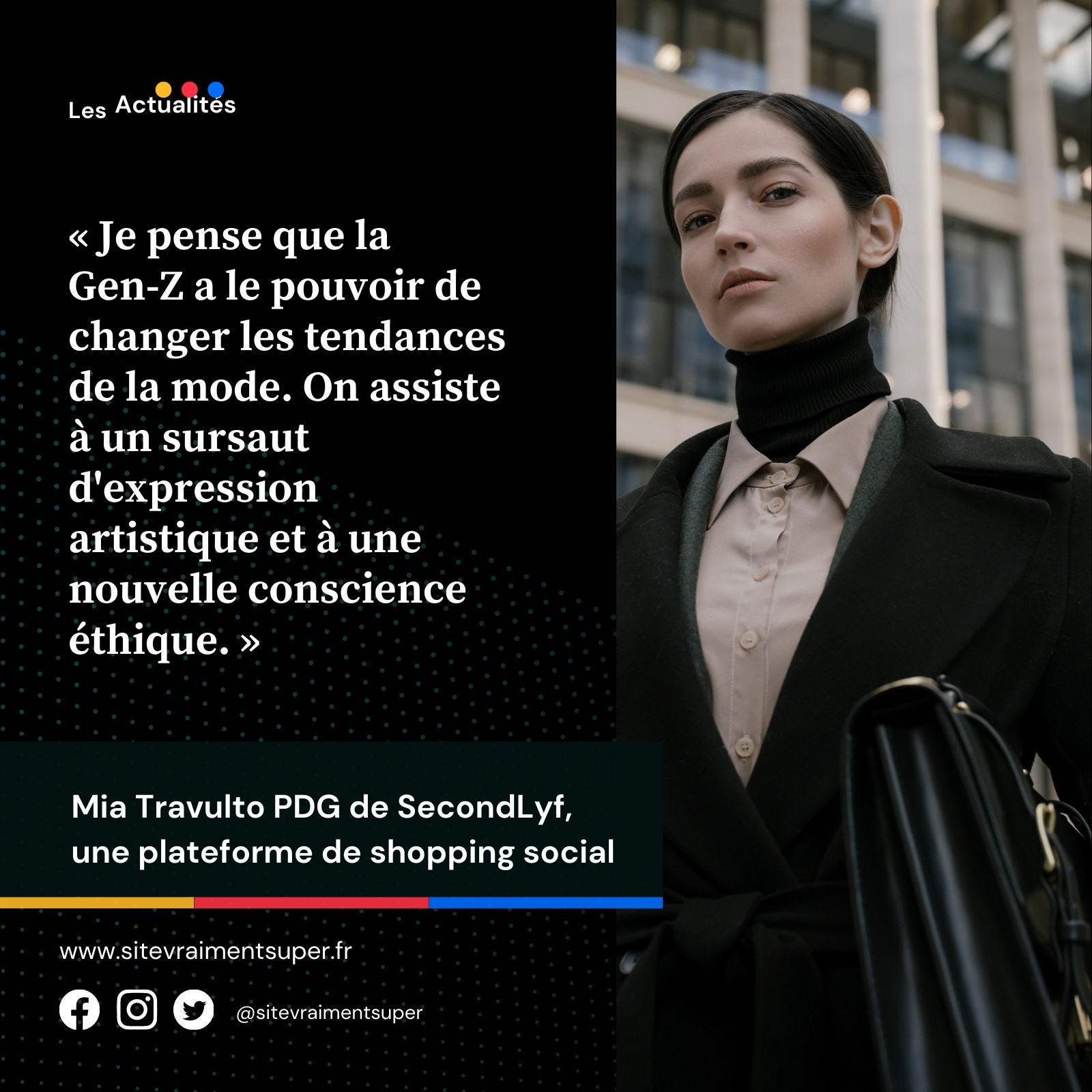 Noir Foncé Professionnel Statique Citation Général Actualités Instagram Publication