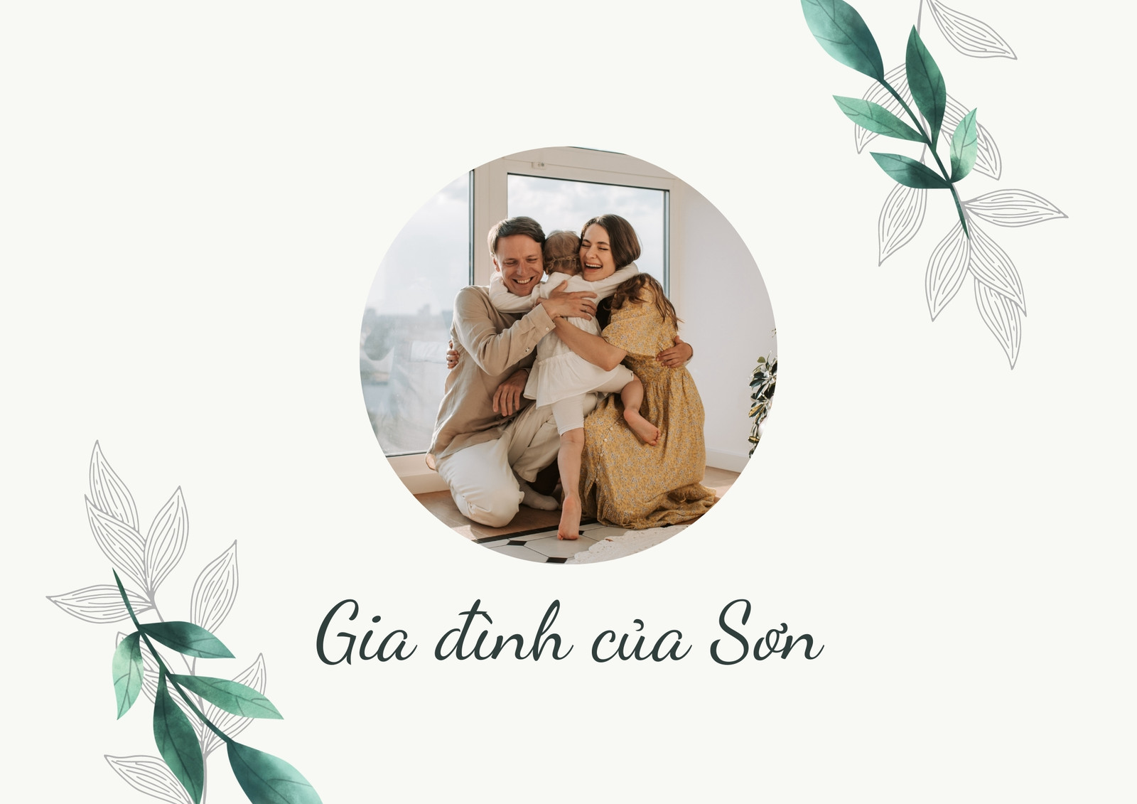 Sách ảnh gia đình xanh lá và kem Sách ảnh gia đình xanh lá và kem