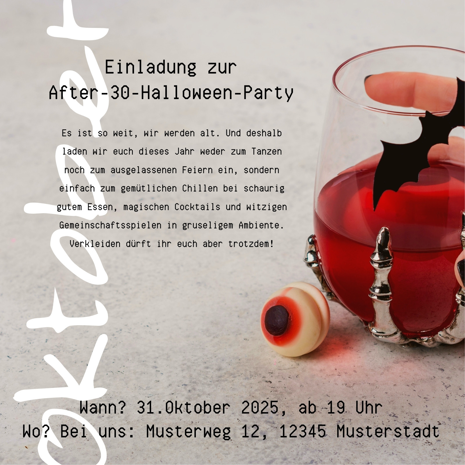 Grau-rote Einladungskarte mit Foto Halloween After-30-Halloween-Party Grau-rote Einladungskarte mit Foto Halloween After-30-Halloween-Party