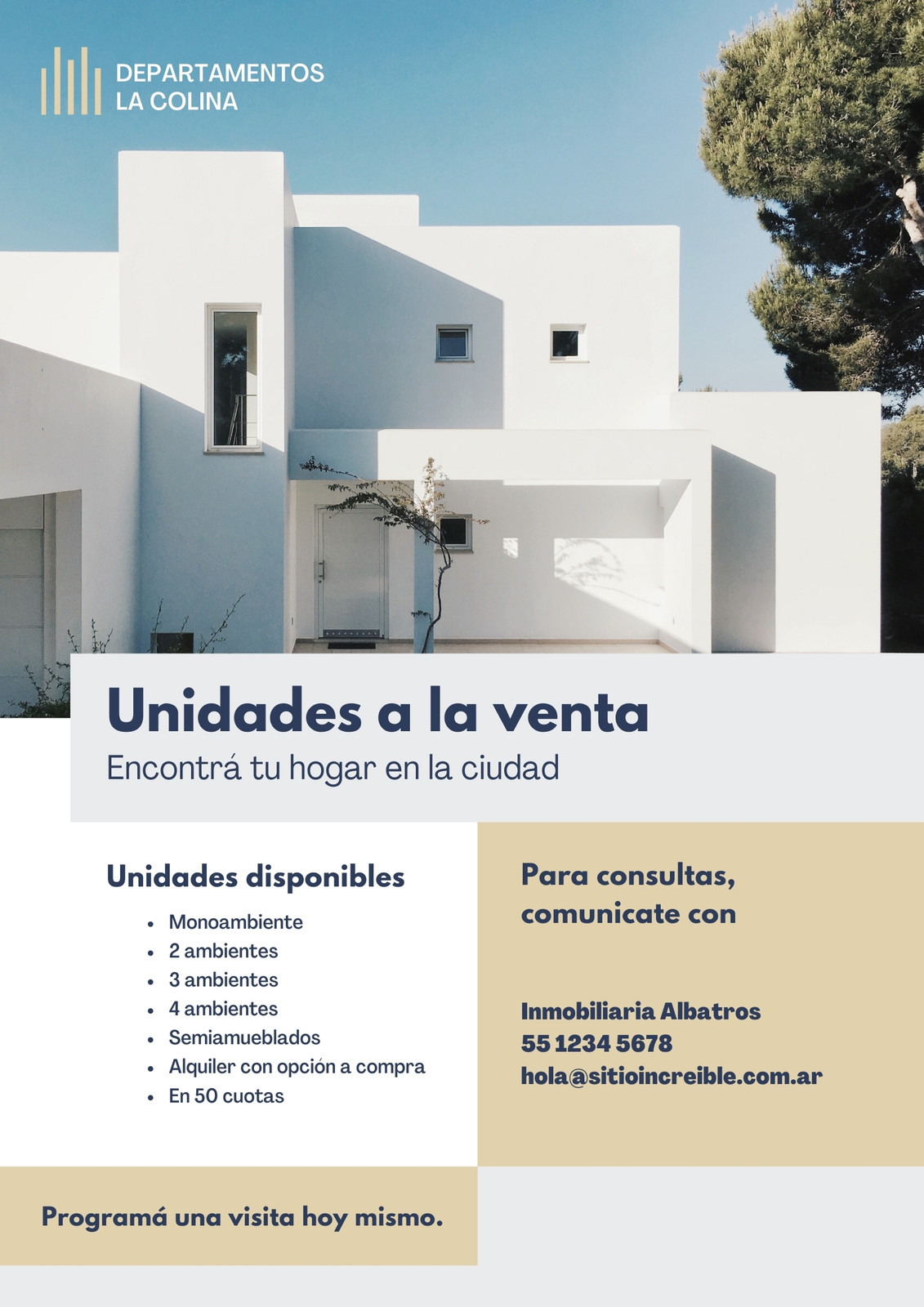 Azul y Tostado Inmobiliaria Empresa Volante Azul y Tostado Inmobiliaria Empresa Volante