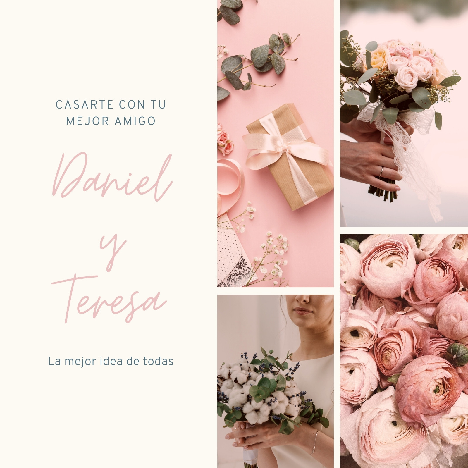 Rosa y Crema Minimalista Boda Eventos Collage Video