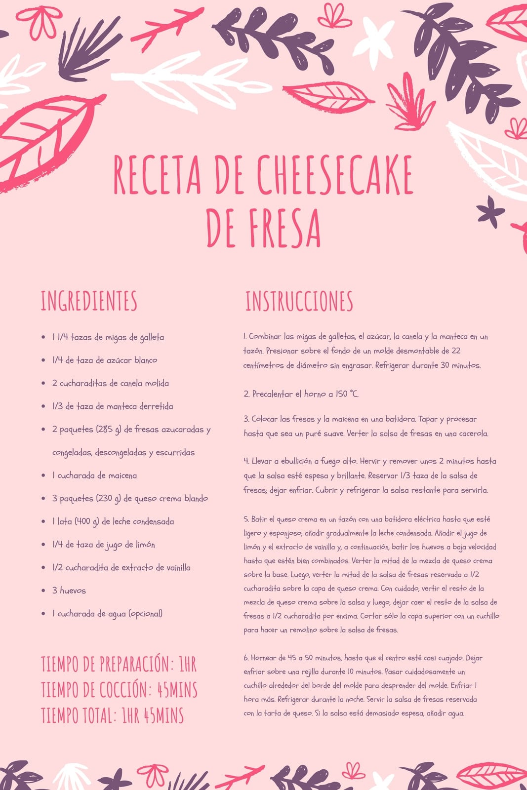 Rosa Dibujado a Mano Borde General Tarjeta de Receta Rosa Dibujado a Mano Borde General Tarjeta de Receta