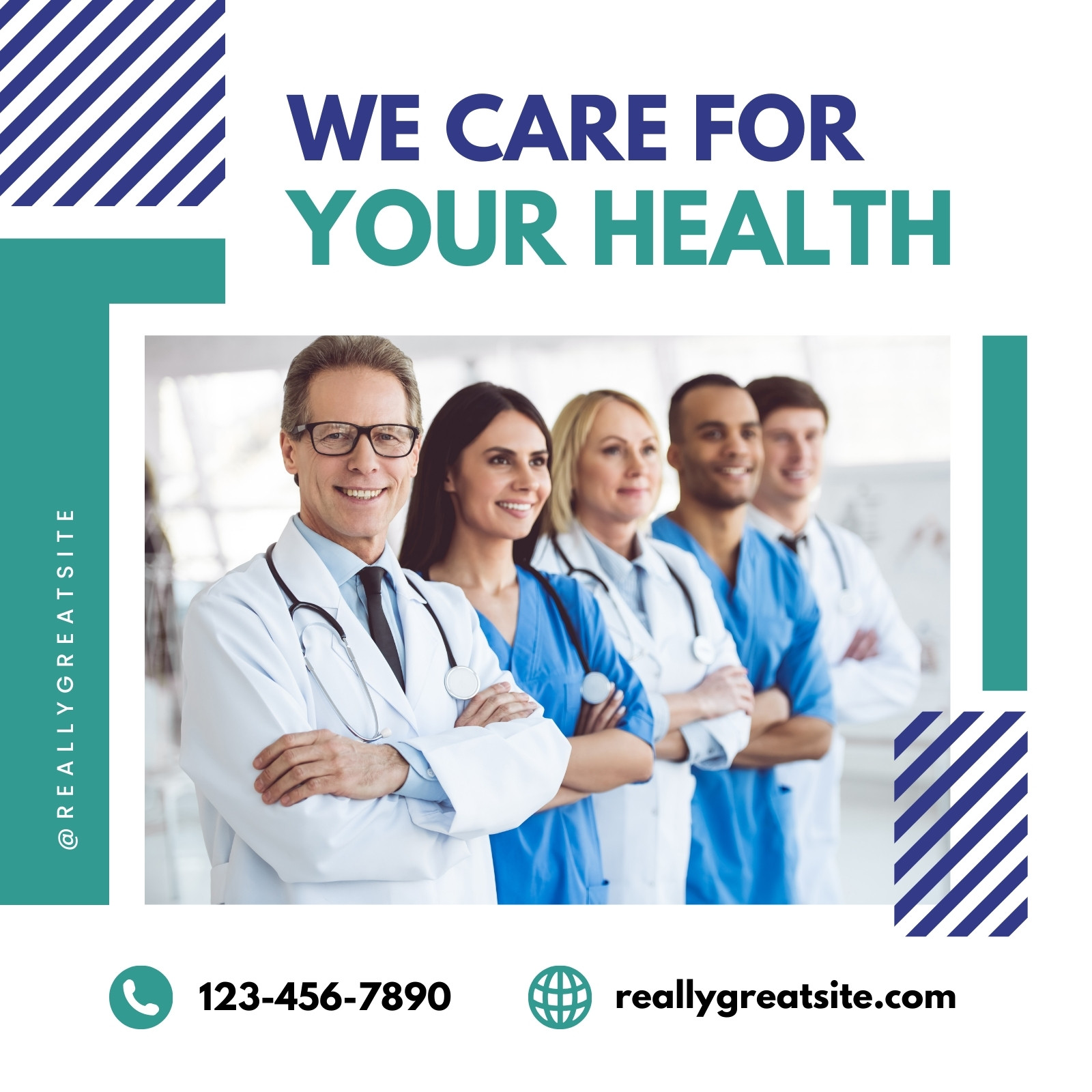 Green and Blue We Care your Health Instagram Post