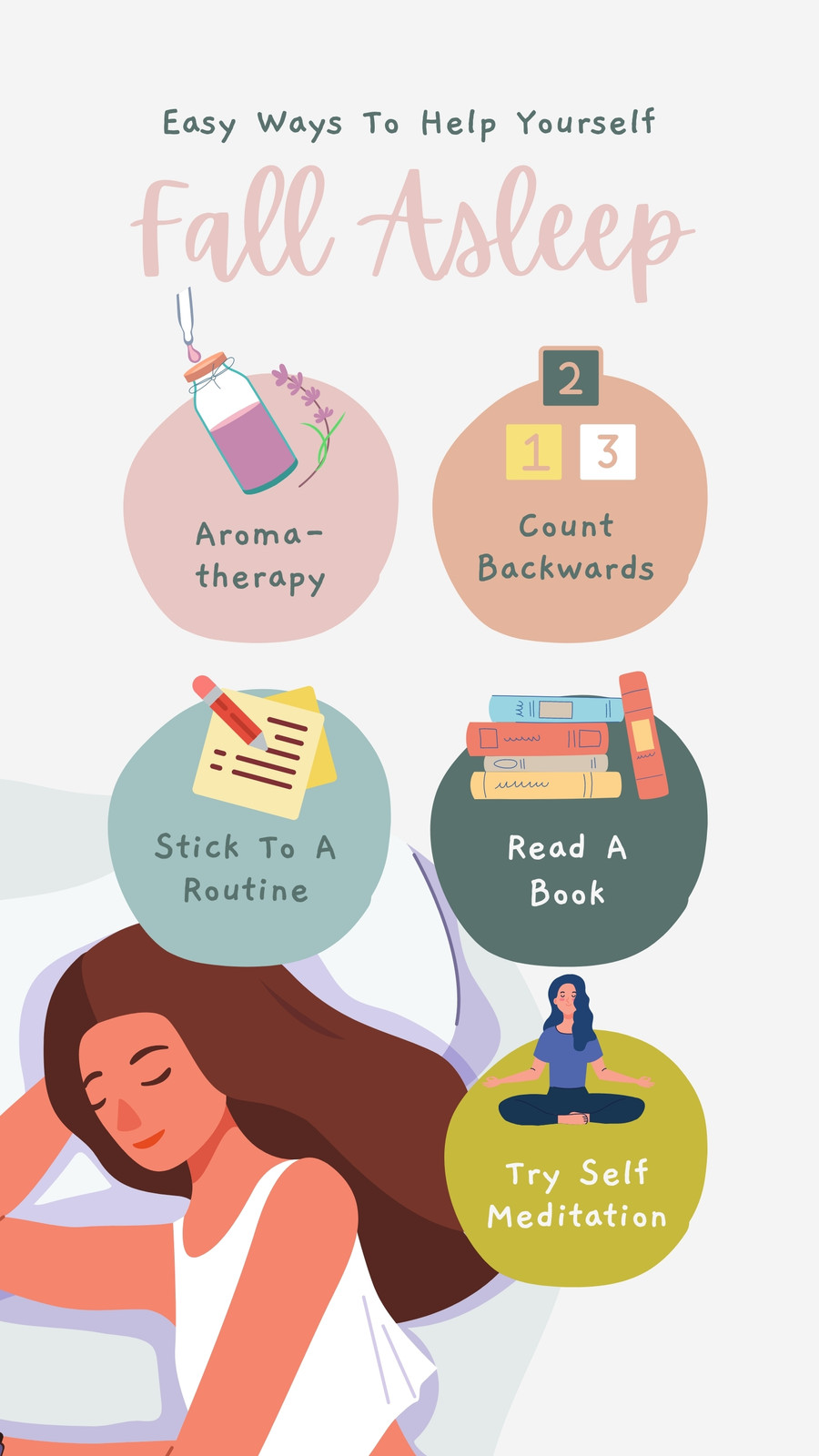 Cute Colorful Illustration Easy Ways to Help Yourself Fall Asleep Instagram Story