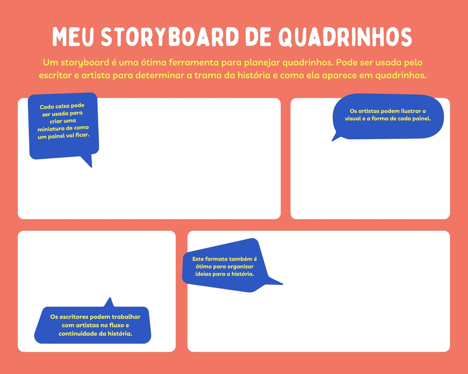 Laranja Azul e Amarelo Quadrinhos Storyboard Laranja Azul e Amarelo Quadrinhos Storyboard