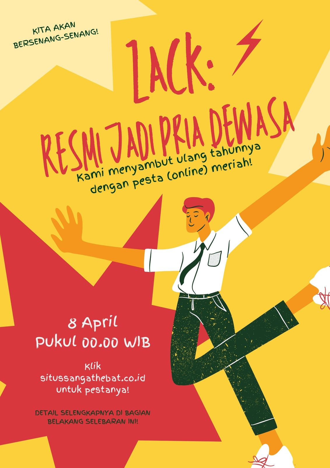 Selebaran Pesta Ulang Tahun Online Ceria Organik Kuning Merah dan Hijau Selebaran Pesta Ulang Tahun Online Ceria Organik Kuning Merah dan Hijau