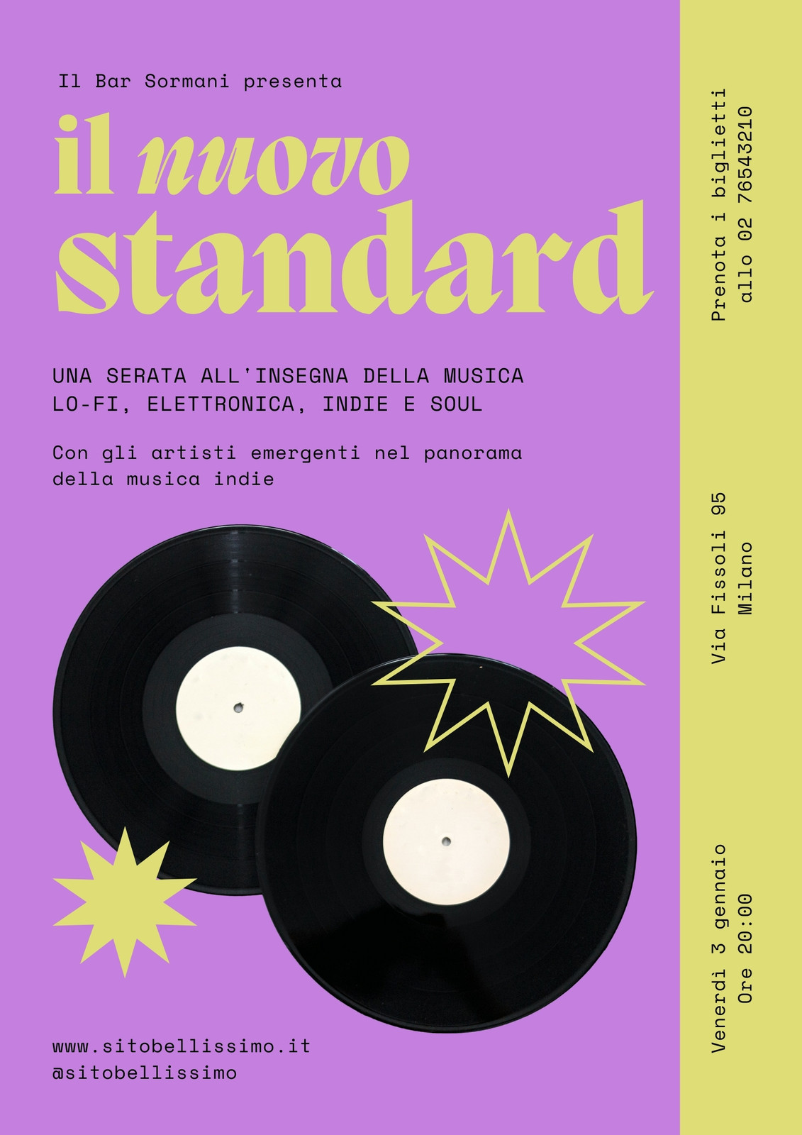 Viola e Giallo Grassetto Minimal Indie Evento Dj Volantino Viola e Giallo Grassetto Minimal Indie Evento Dj Volantino