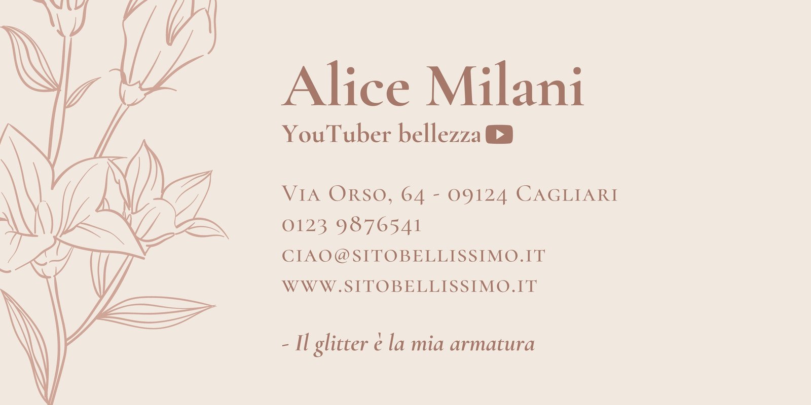 Beige e Marrone Flora Delicata Online Personale Firma Email