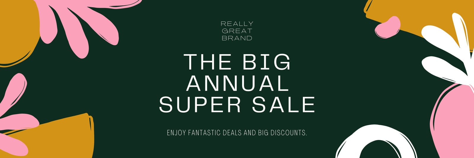 Dark Green, Yellow and Pink Organic Bold Abstract Shapes Email Header