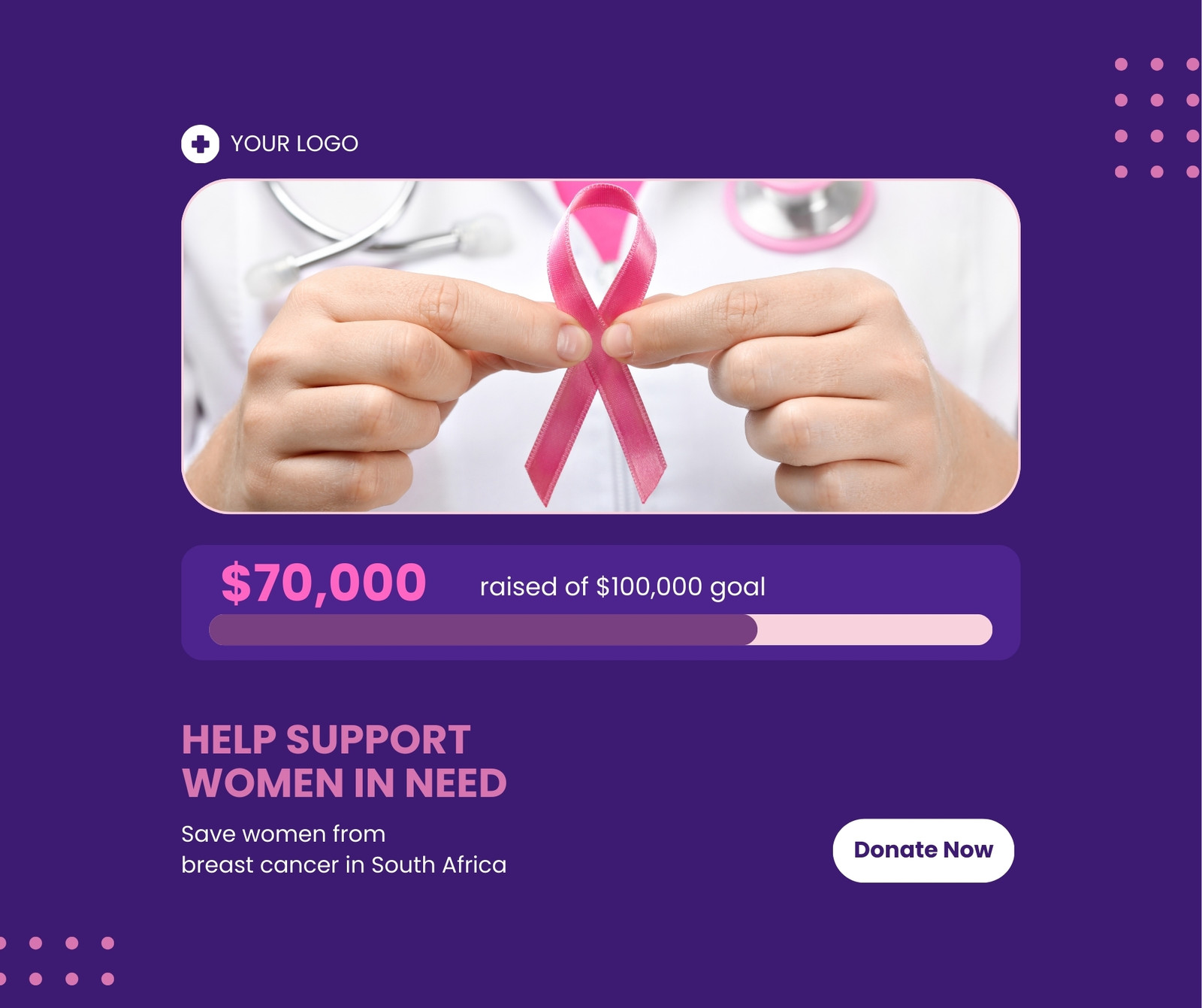 Purple Pink Modern Breast Cancer Donation Facebook Post