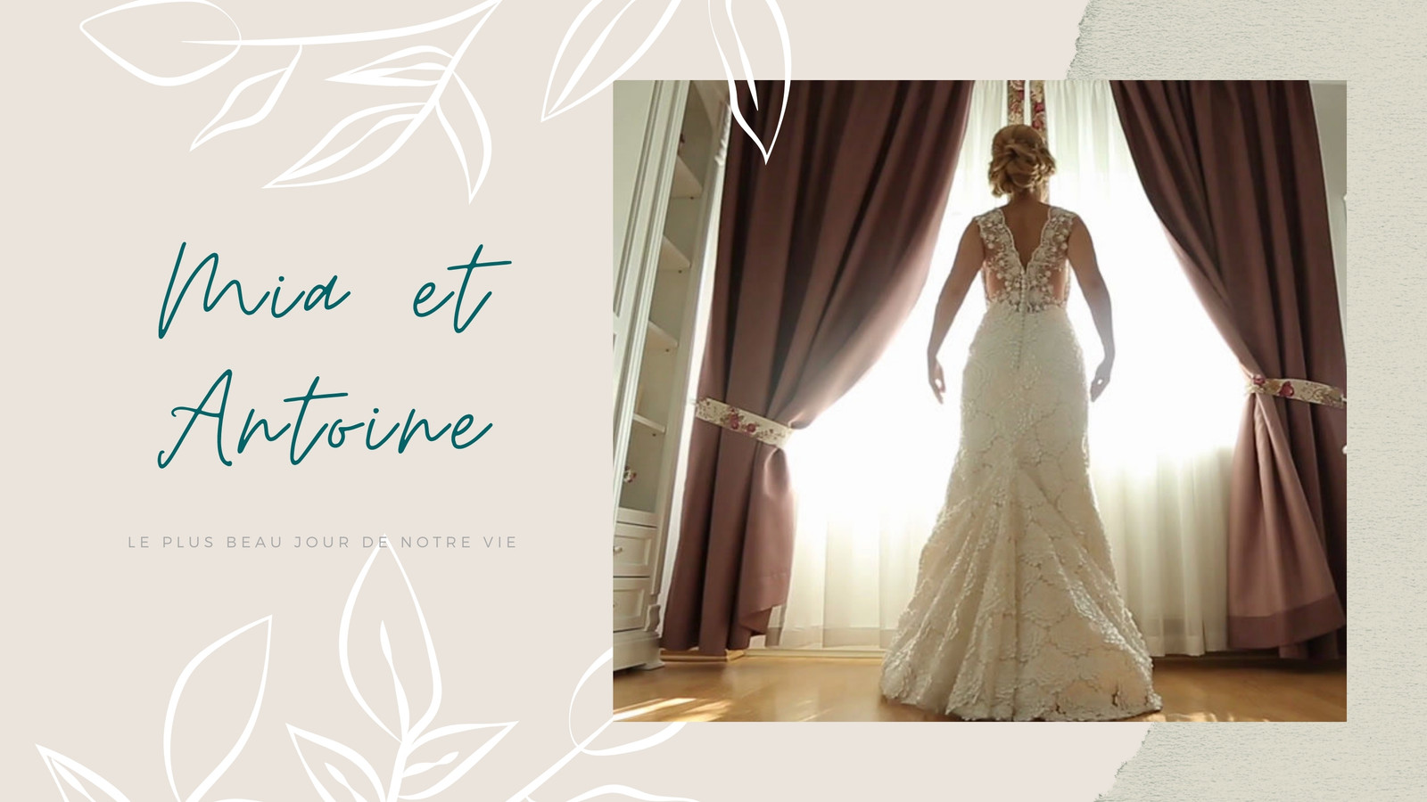 Vert et Crème Feuilles Moderne Élégant Mariage Diaporama Vidéo Vert et Crème Feuilles Moderne Élégant Mariage Diaporama Vidéo