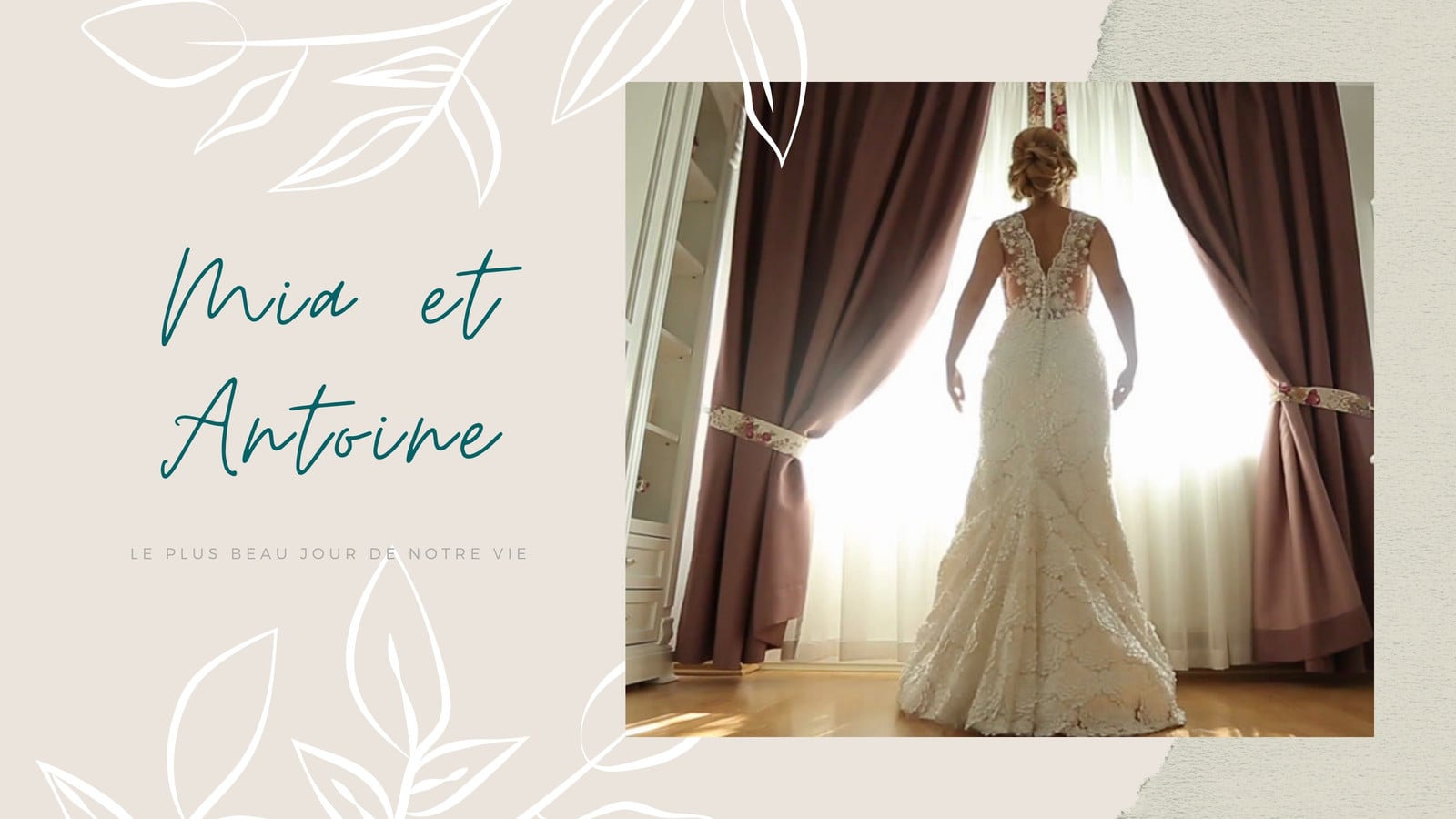 Vert et Crème Feuilles Moderne Élégant Mariage Diaporama Vidéo Vert et Crème Feuilles Moderne Élégant Mariage Diaporama Vidéo