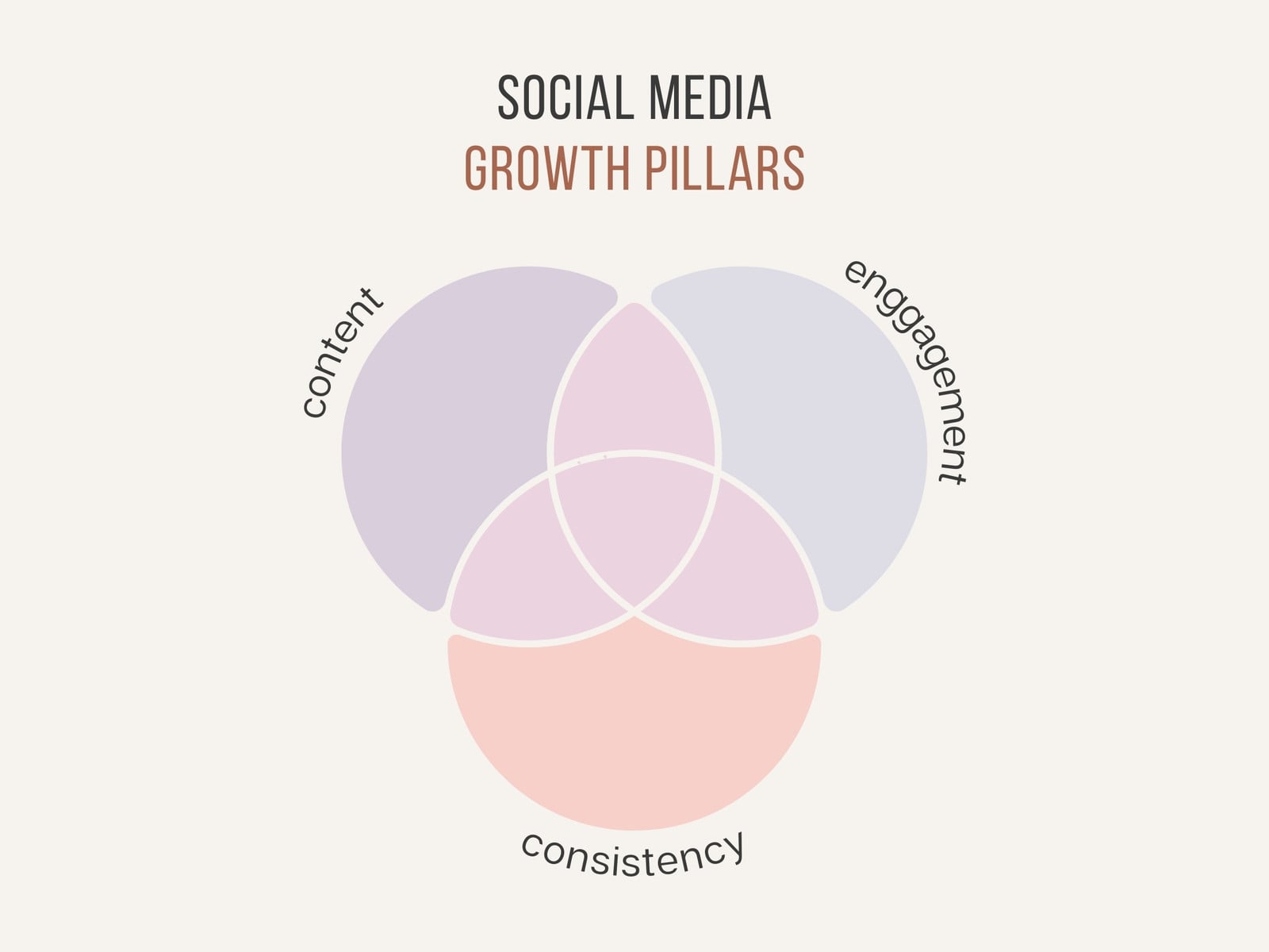 Social Media Growth Pillars Venn Diagram Infographic Graph