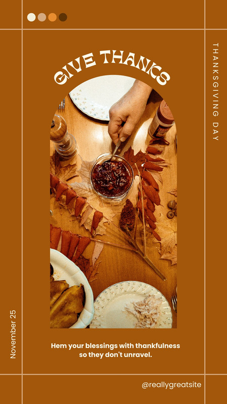 Minimalist Photo Happy Thanksgiving Day Instagram Story Canva template, orange
