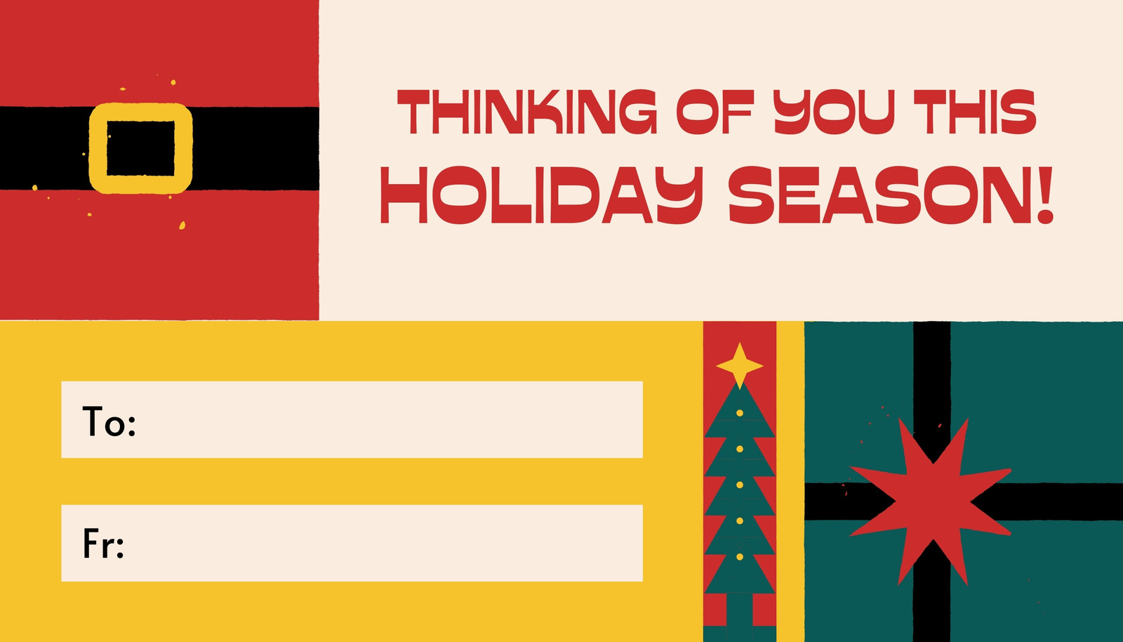 Red Green and Yellow  Friendly Geometric Personal Holiday Gift Tag