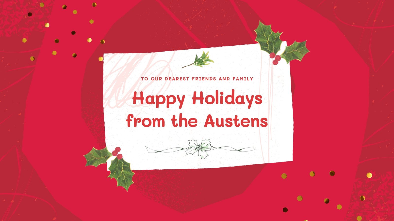 Red Dark Red Green Gold and White Yuletide Collage Christmas Greetings Video