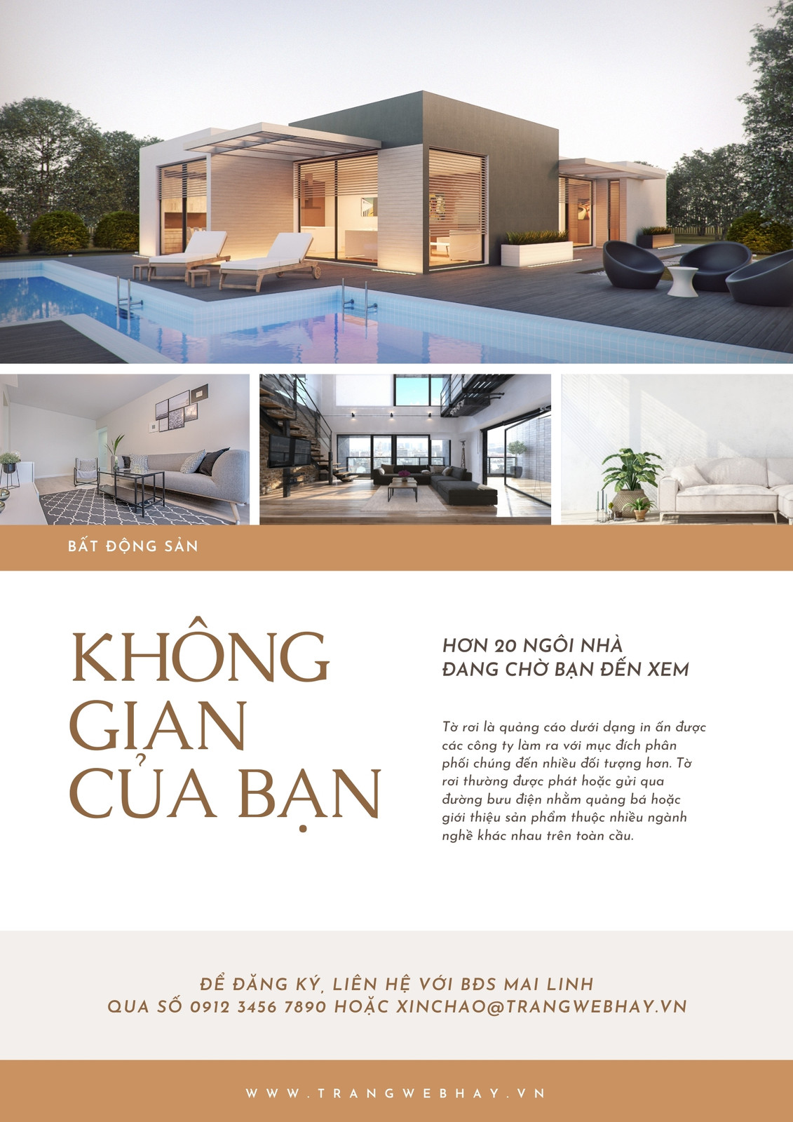 Tờ rơi giới thiệu nhà màu nâu Tờ rơi giới thiệu nhà màu nâu