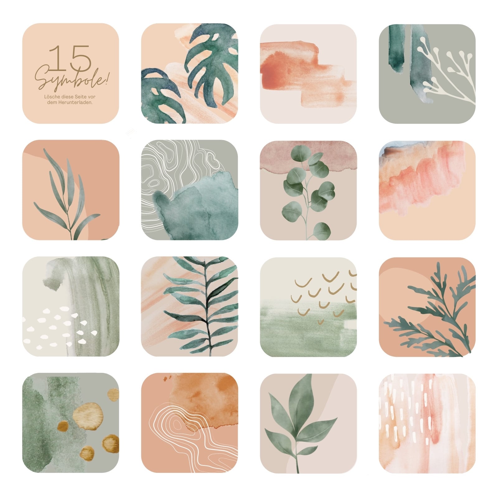 Abstrakt Aquarell Symbole Symbolsatz Abstrakt Aquarell Symbole Symbolsatz
