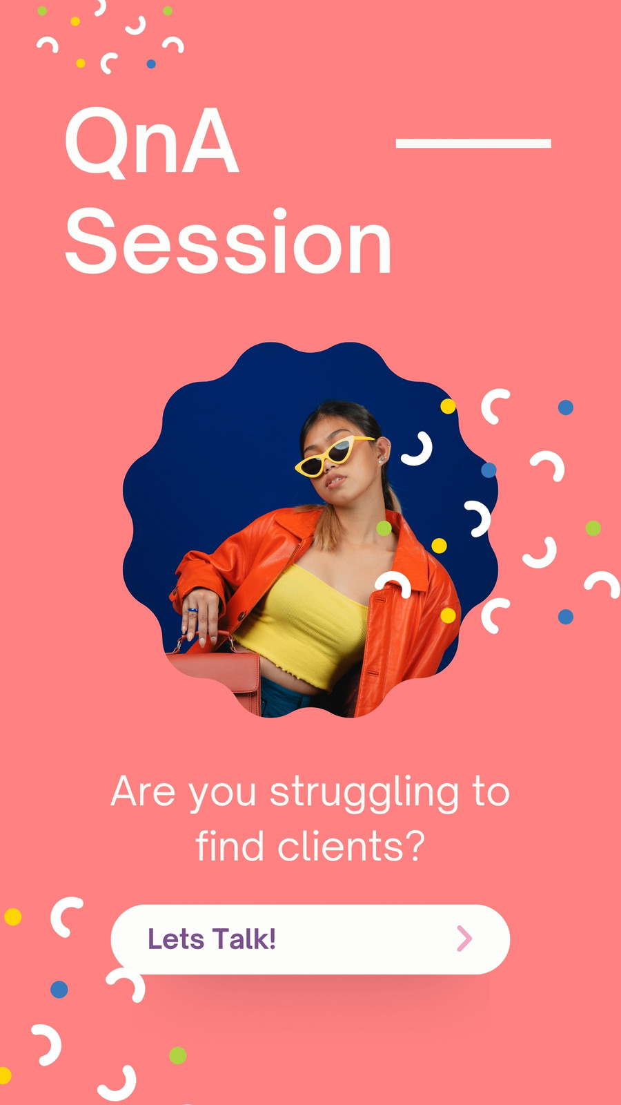 Pink Orange Shapes and Stickers Self-Help Service Instagram Story