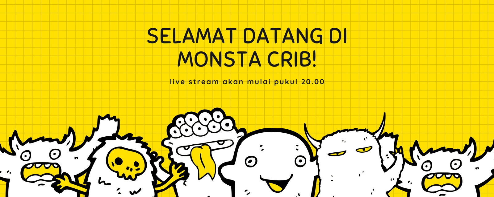 Spanduk Twitch Umum Monster Garis Silang Kuning Spanduk Twitch Umum Monster Garis Silang Kuning