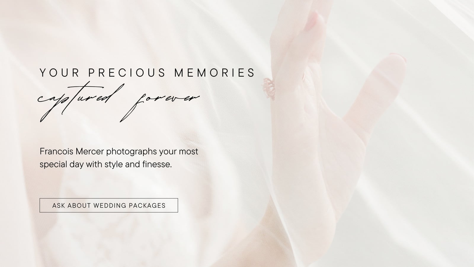 Cream and White Photographic Wedding Photographer Portfolio & Resume Website