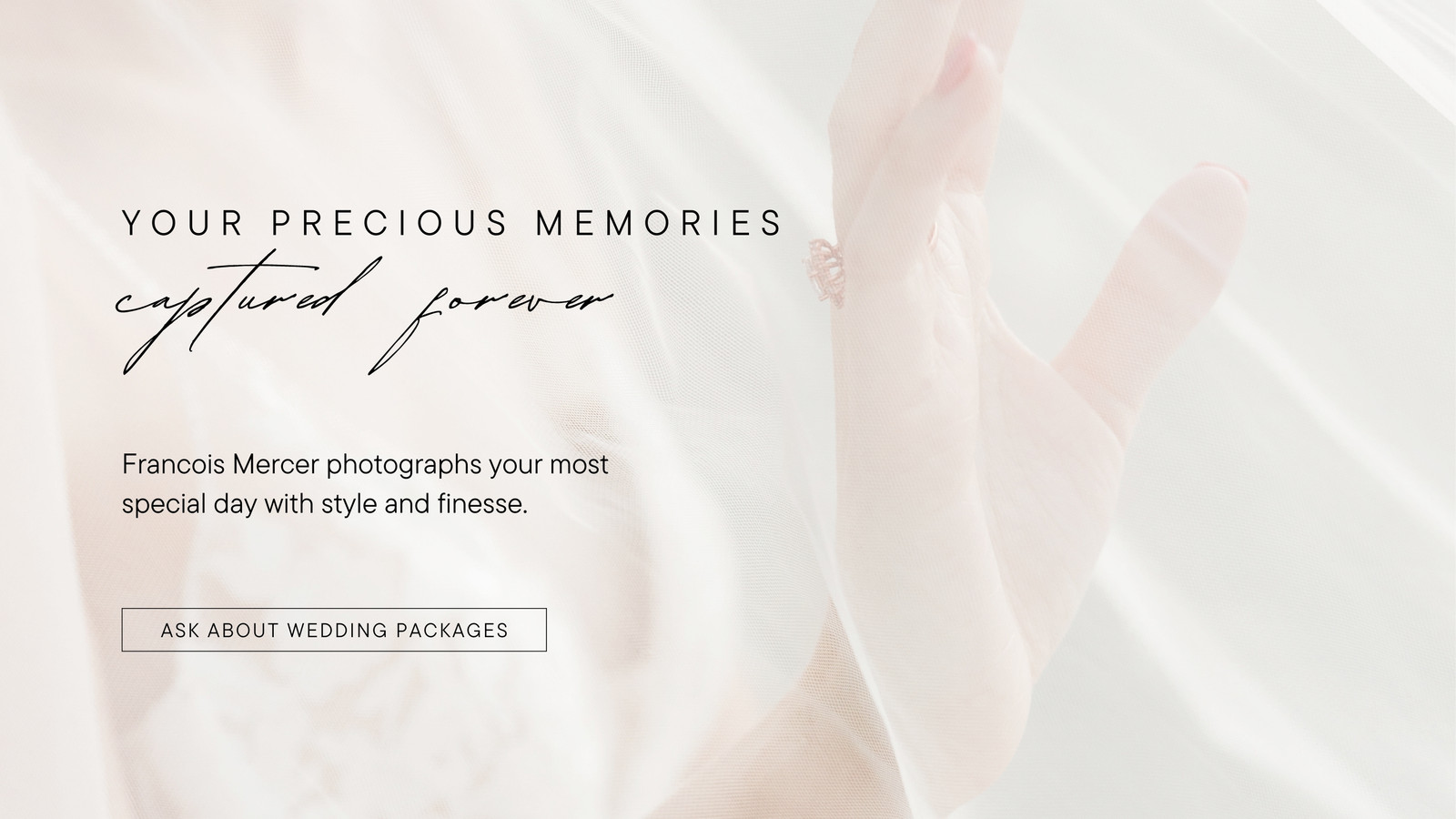 Cream and White Photographic Wedding Photographer Portfolio & Resume Website
