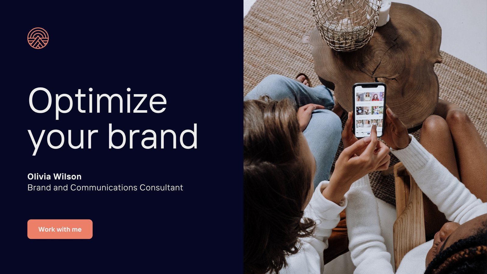 Dark Blue and Orange Simple Dark Consultancy Portfolio & Resume Website