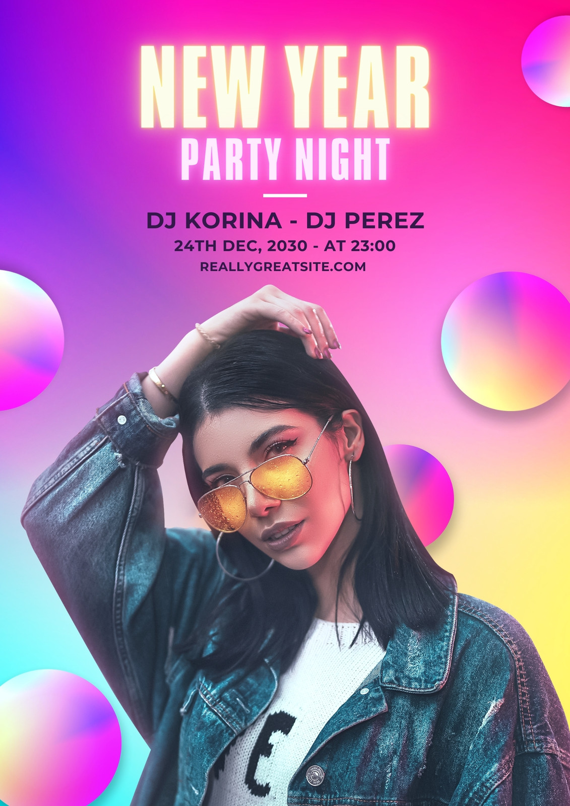 Pink Colorful New Year Party Flyer Pink Colorful New Year Party Flyer