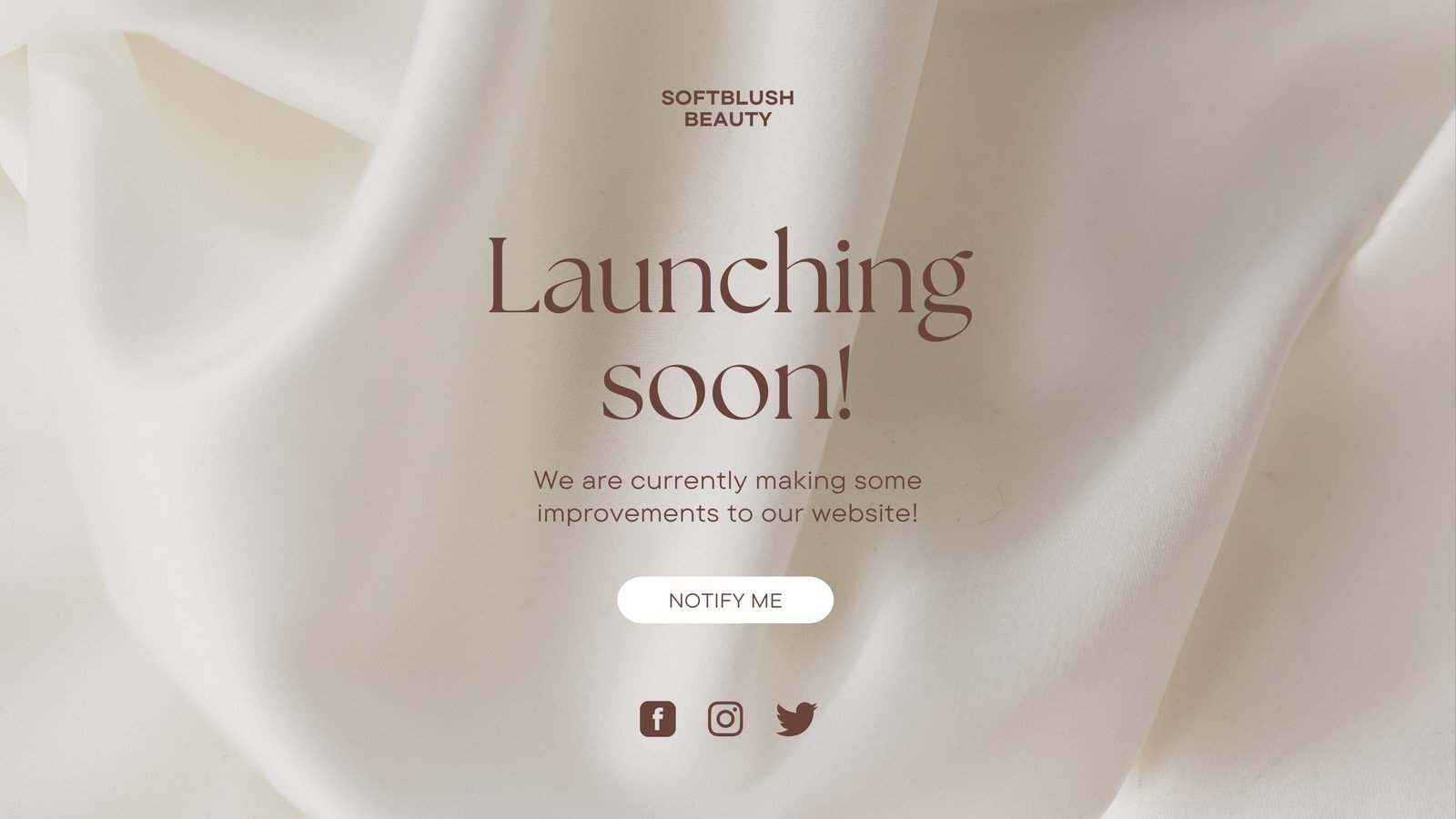 Cream and Brown Photographic Beauty Site Launch Website