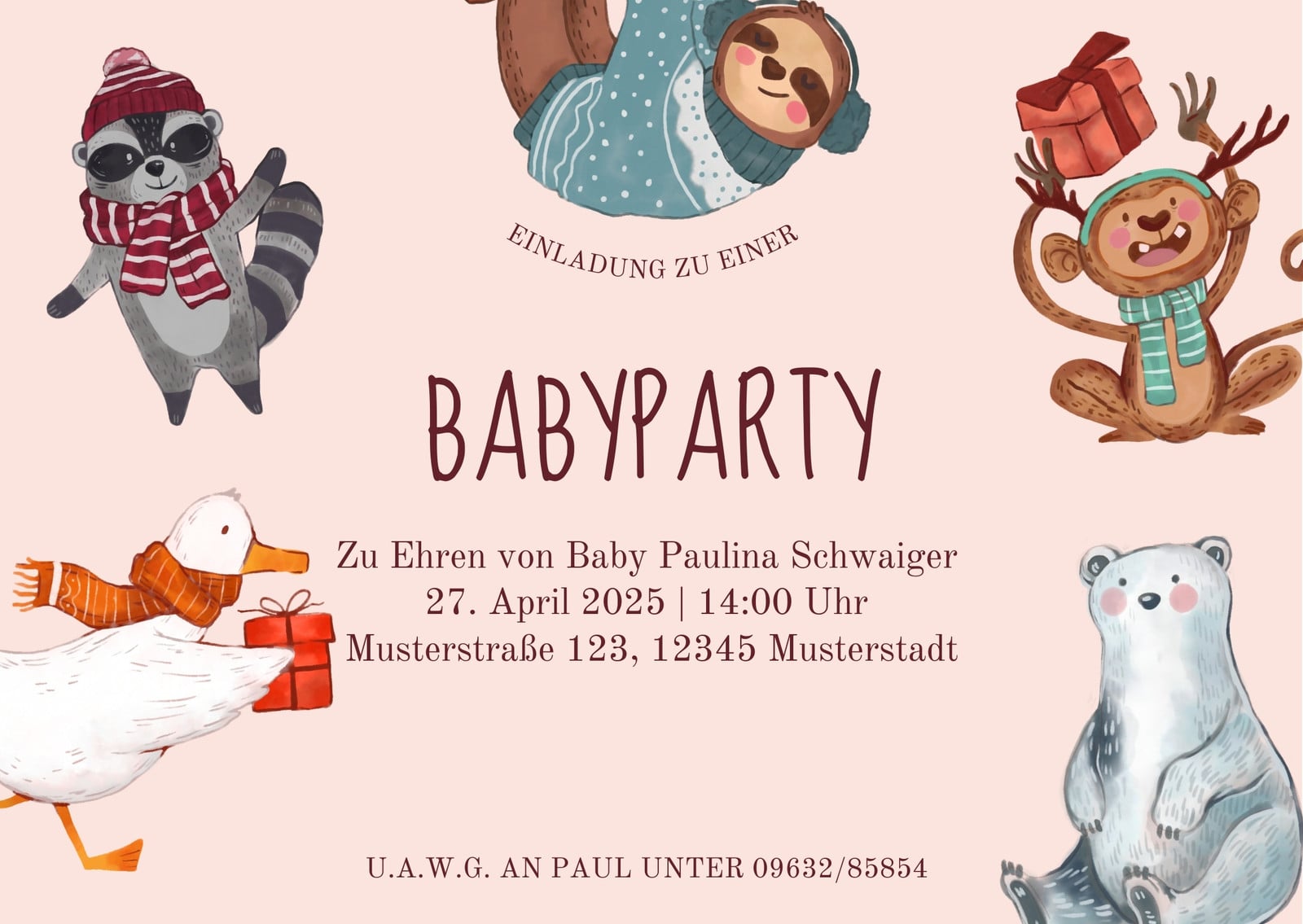Rosa und Blaugrün Wasserfarbe Geschichtenbuch Tier für Mädchen Merke dir den Termin vor Babyparty Einladen E-Card Rosa und Blaugrün Wasserfarbe Geschichtenbuch Tier für Mädchen Merke dir den Termin vor Babyparty Einladen E-Card