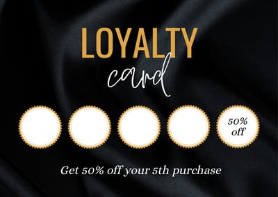 Luxury Black Neutral Discount Business Loyalty Card Canva template