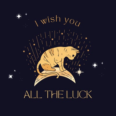 Magic wish animated Instagram post with a cat moon and stars Instagram Post Canva template