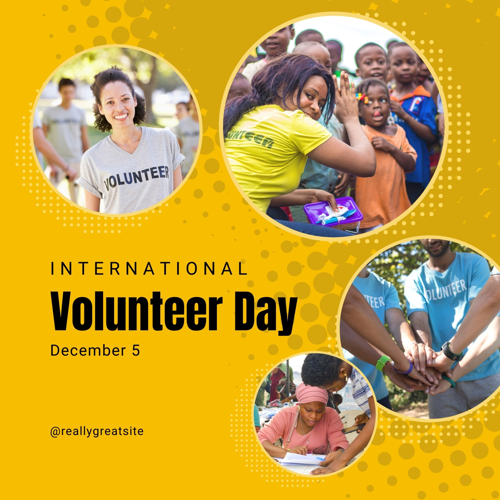 Yellow International Volunteer Day Instagram Post