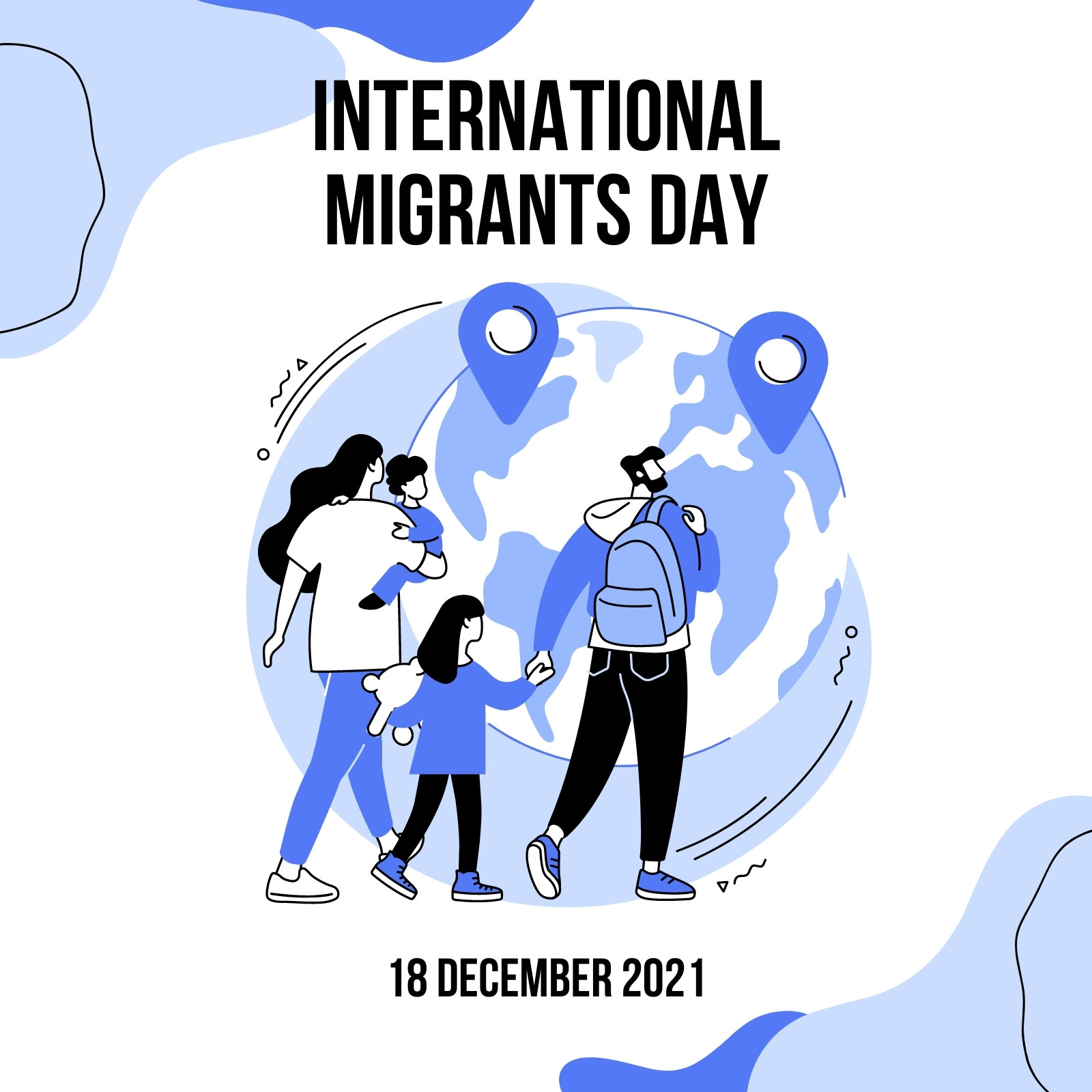 Blue White Illustrated International Migrant Day Instagram Post
