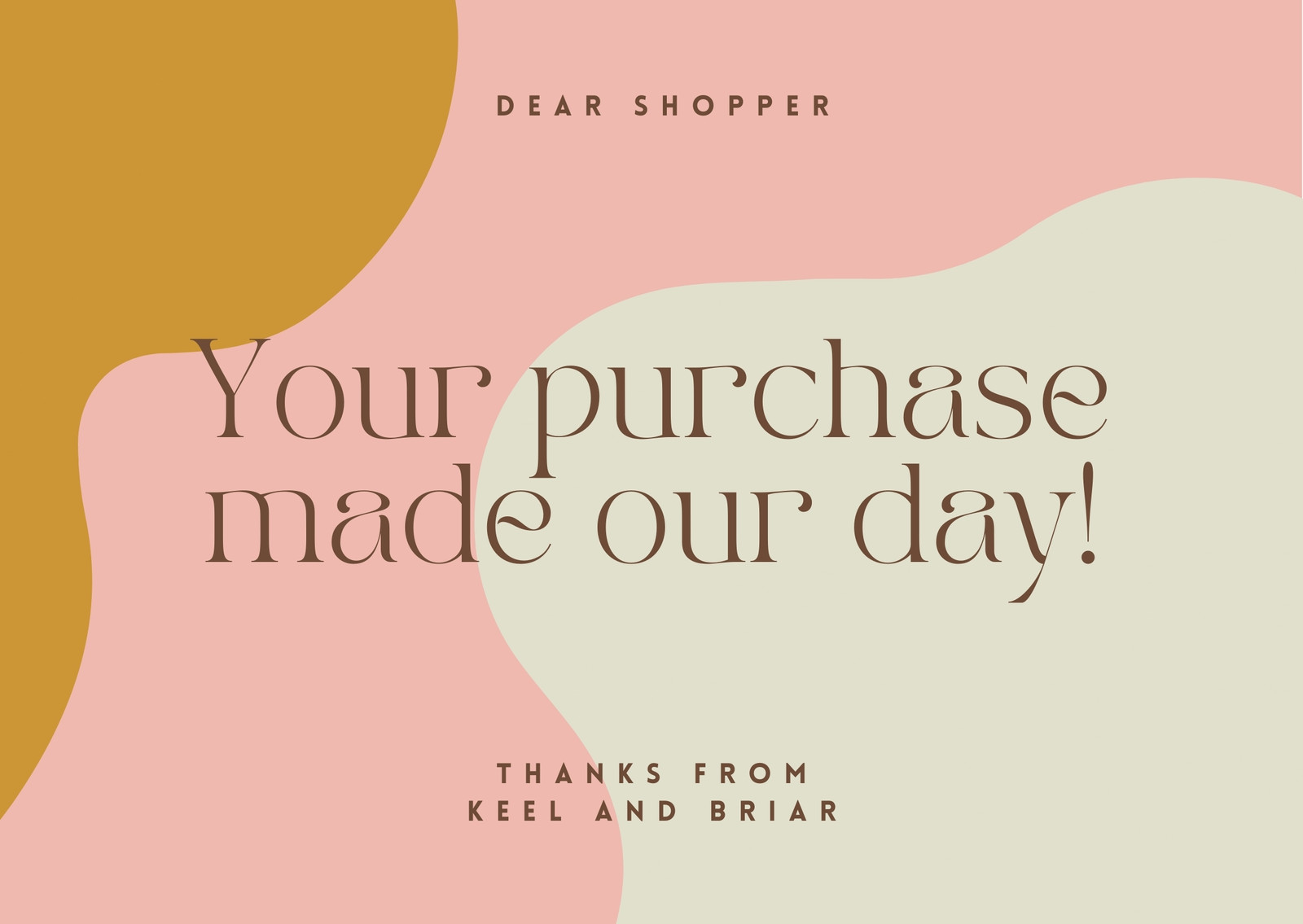 Pink and Brown Organic Cutout Business Thank You Card